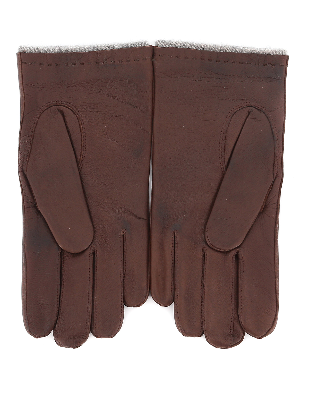 Shop Orciani Nappa Wrinkled Brown Gloves