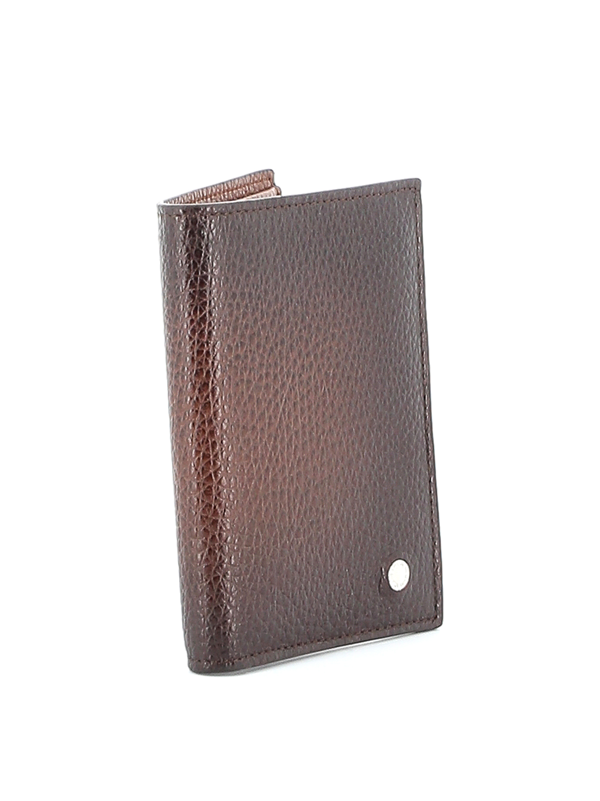 Shop Orciani Micron Deep Gradient Leather Wallet In Brown