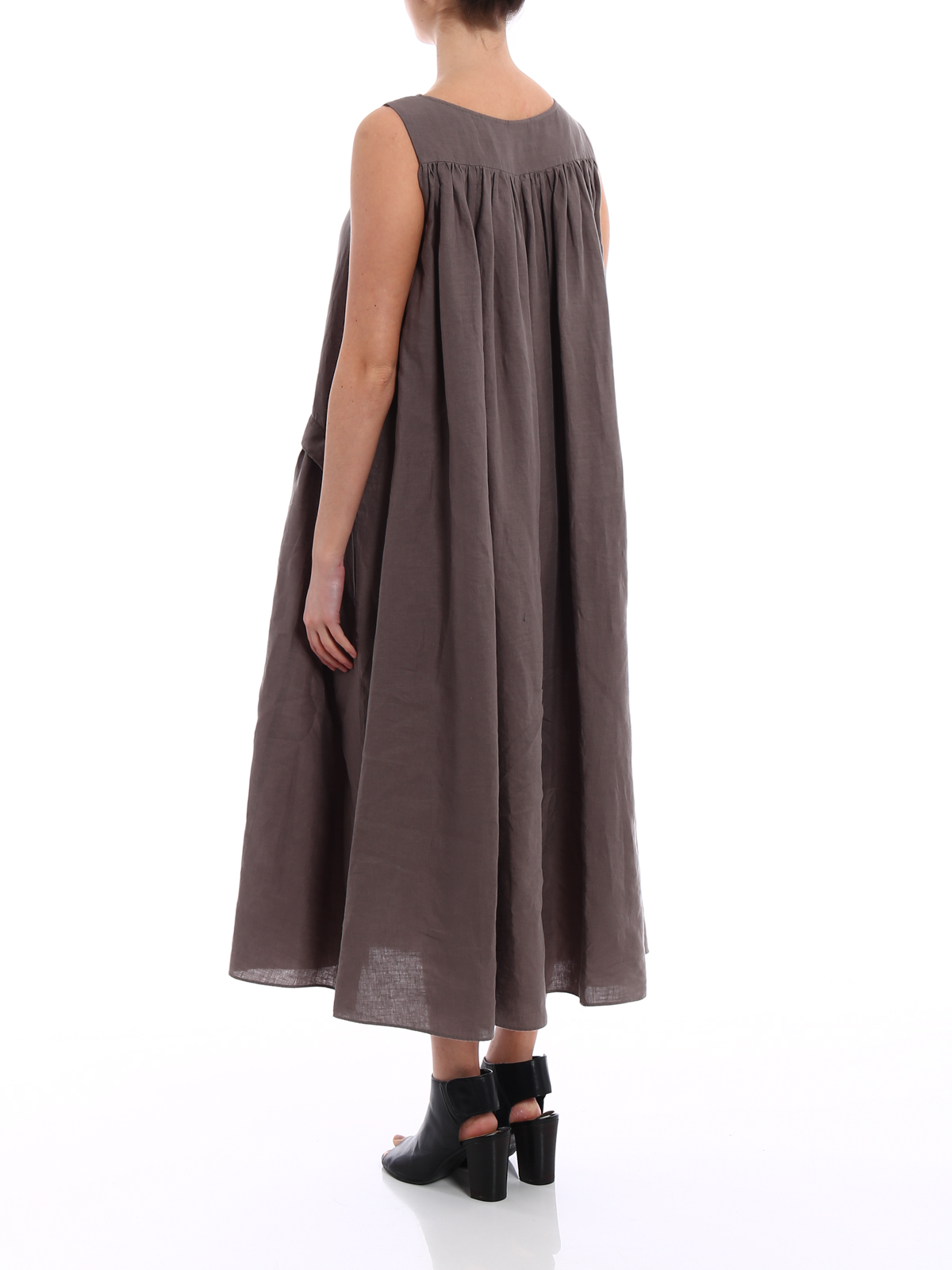 Aspesi Oversize taupe pure linen dress - Taupe|H614C19585132