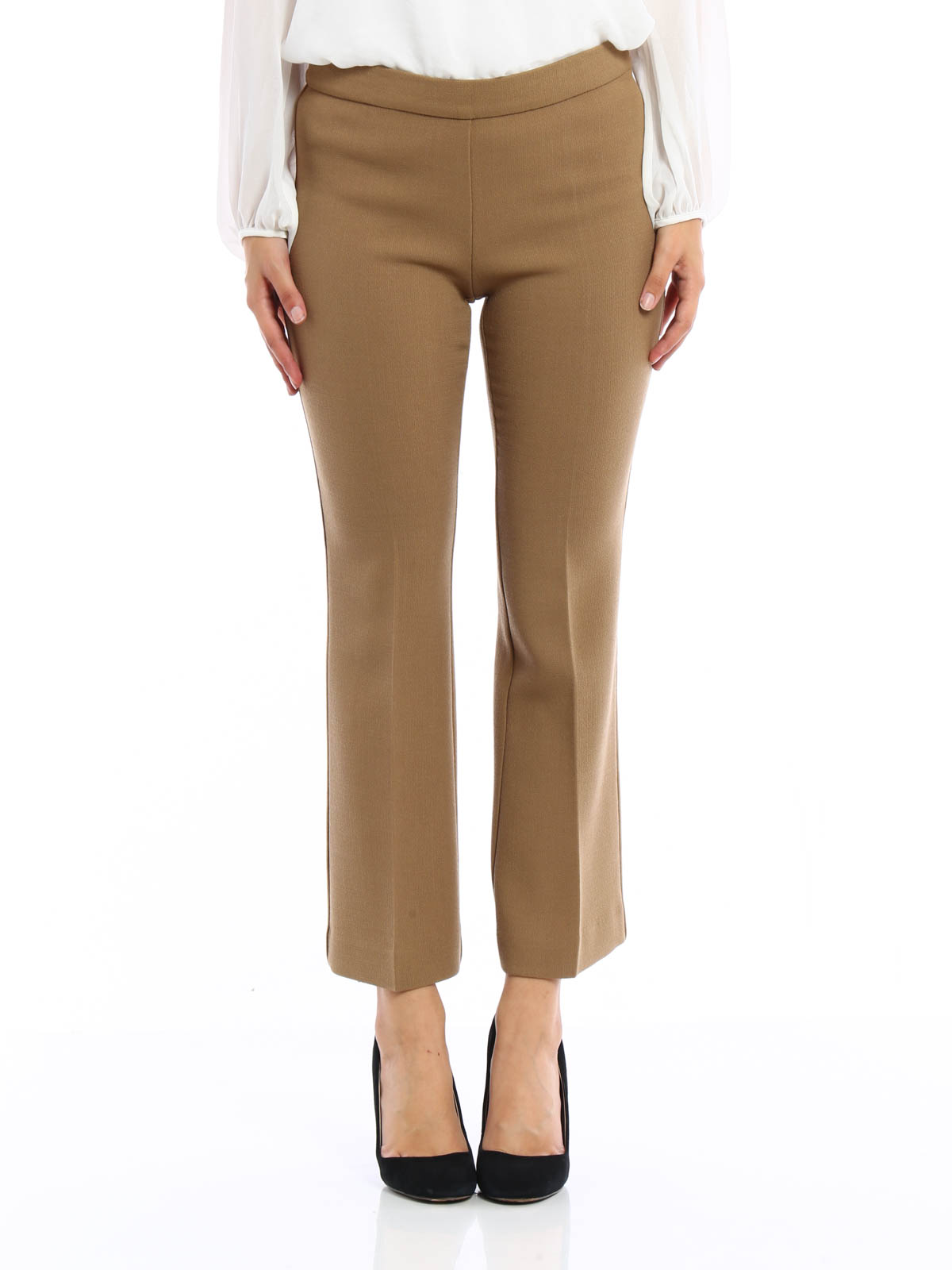 Buy Nelly Wide Crepe Trousers - Brown | Nelly.com