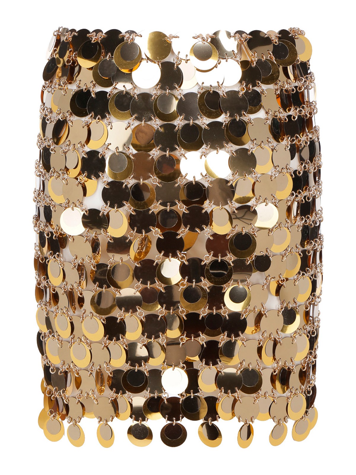 Shop Paco Rabanne Round Plaque Mini Skirt In Gold