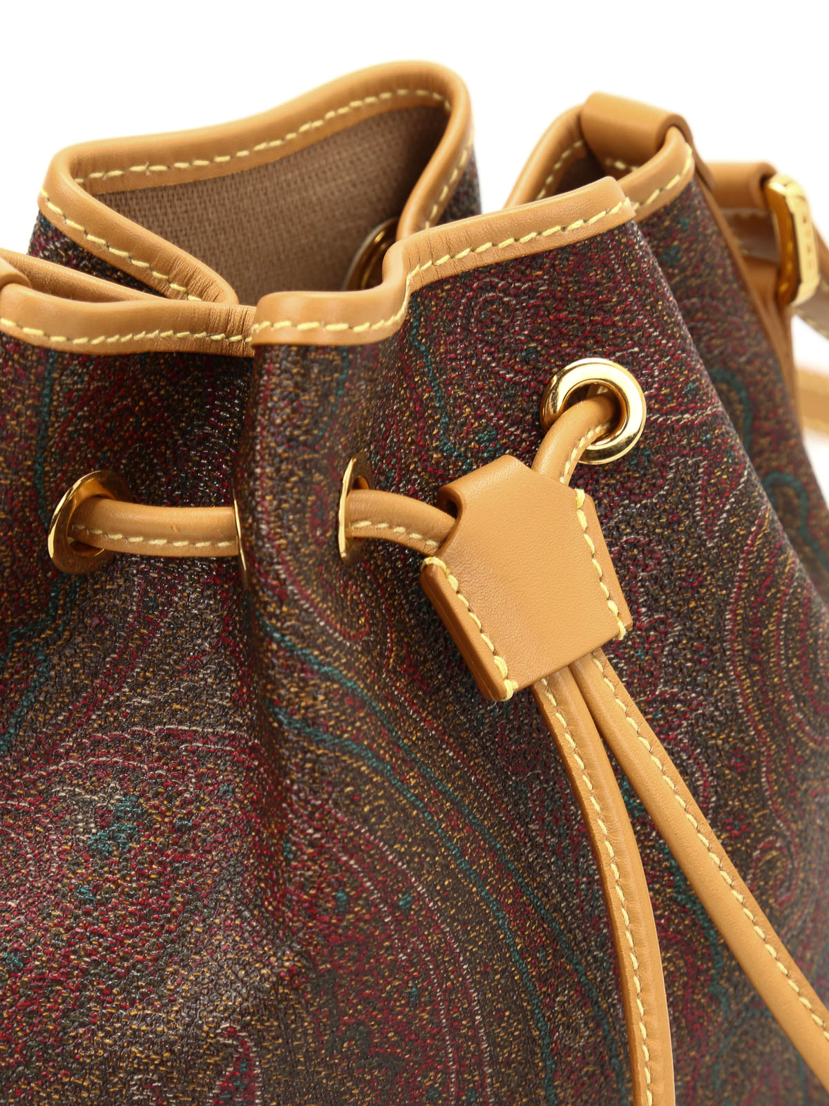 【ETRO】Logo Cotton Bucket Bag Etro Coated cotton bucket bag - Brown - Women | 1N45582390600