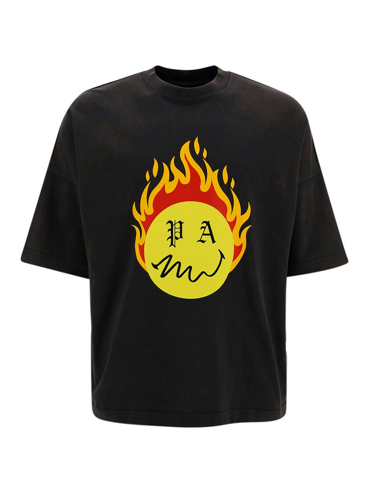 T-Shirts Palm Angels - Flamed Smile Print T-Shirt - Pmaa041R21Jer0011018