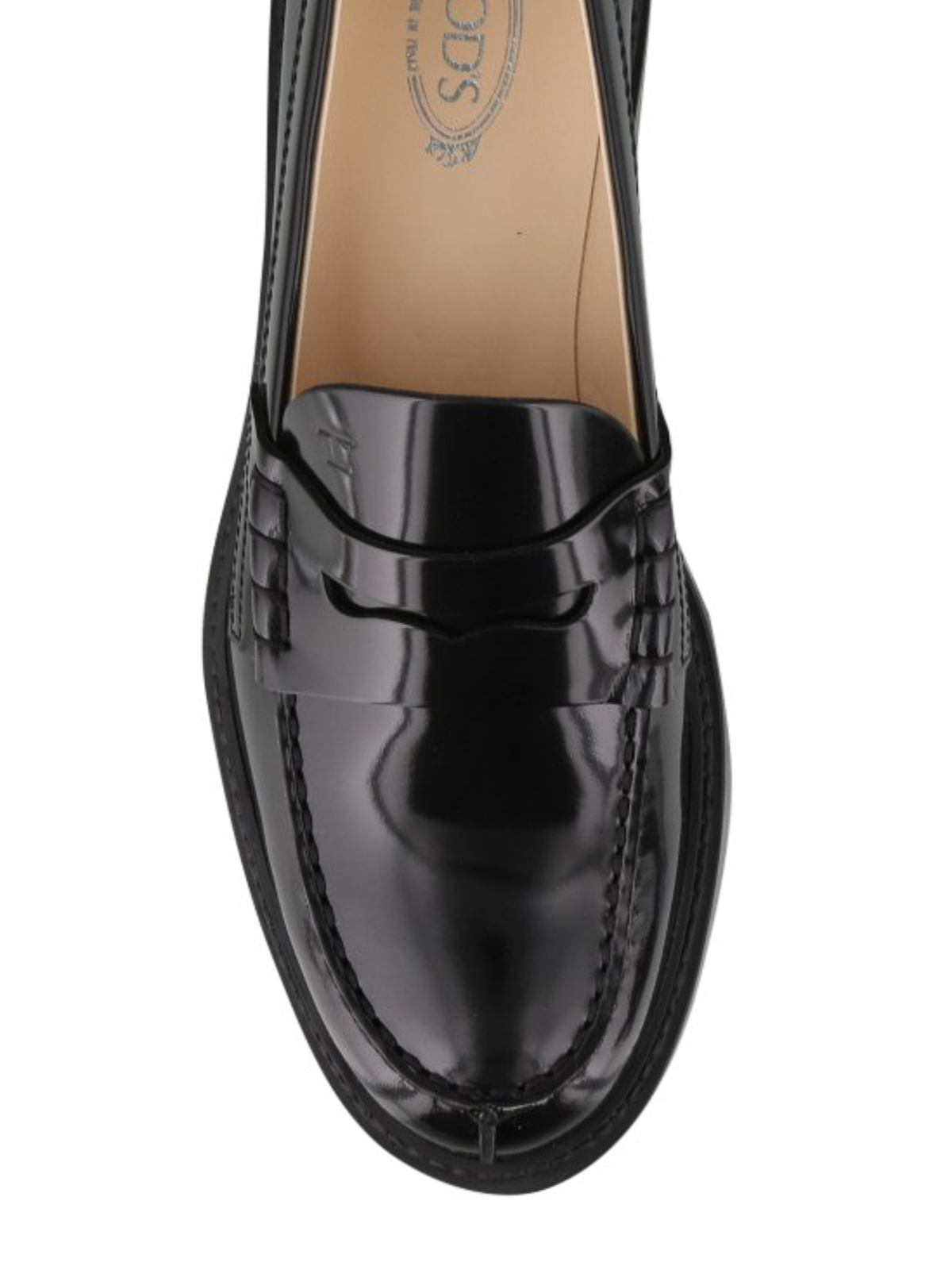 Shop Tod's Patent Leather College Loafers In Negro