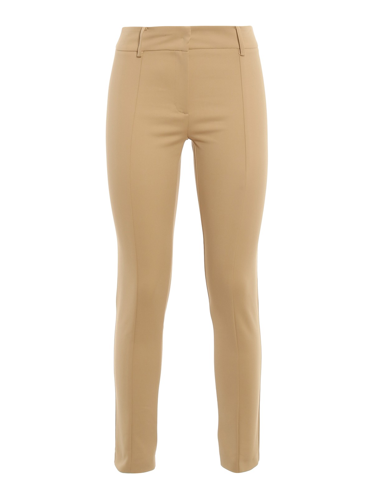 Pantalon de vestir color beige para mujer, elástico, estilo formal.