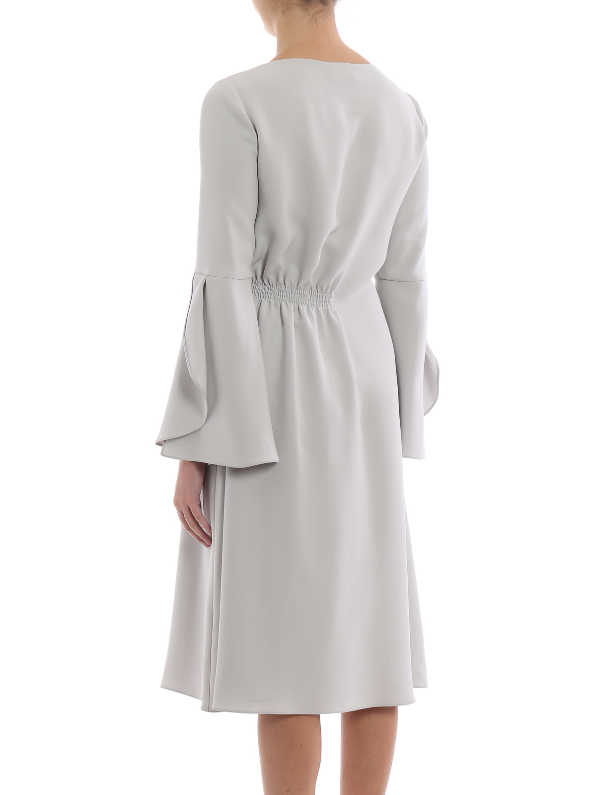 Giorgio Armani Pearl grey silk flared dress|9SHVA020T001OU82U