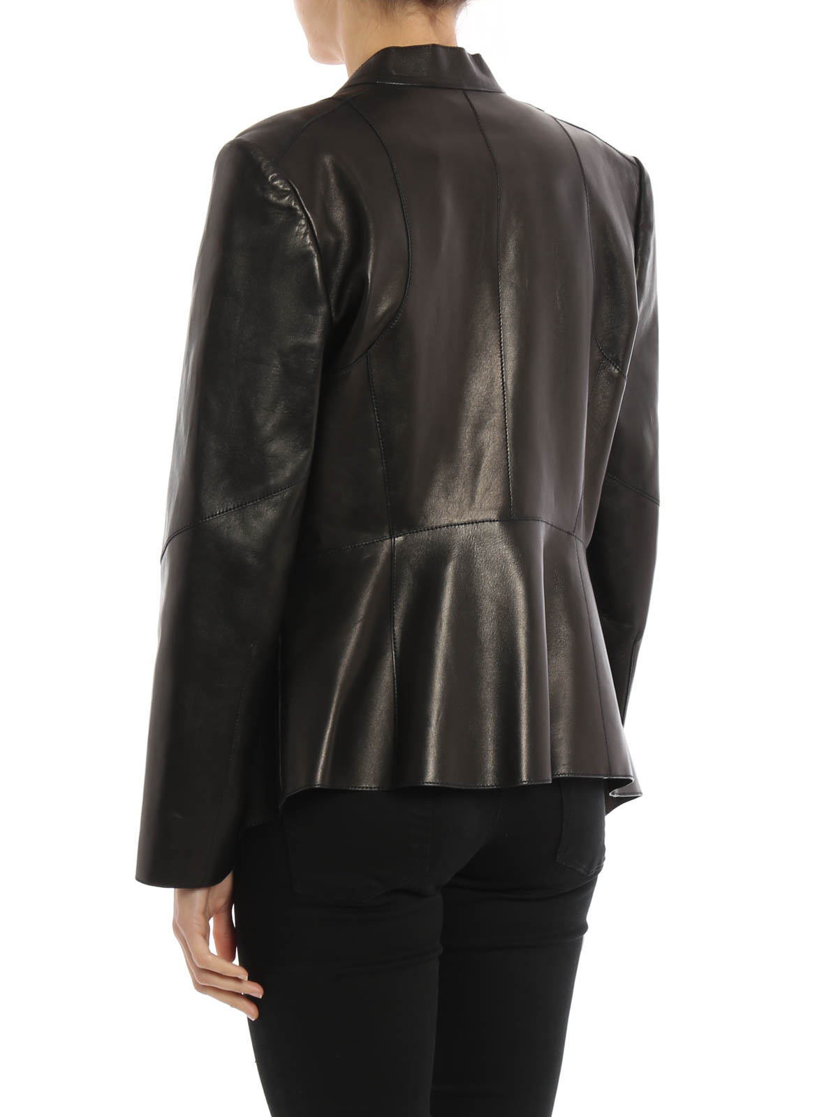 Theory leather peplum on sale jacket