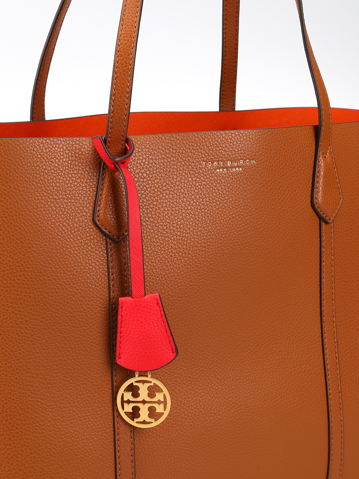Tory Burch Brown Leather Small Triple Compartment Perry Tote Tory