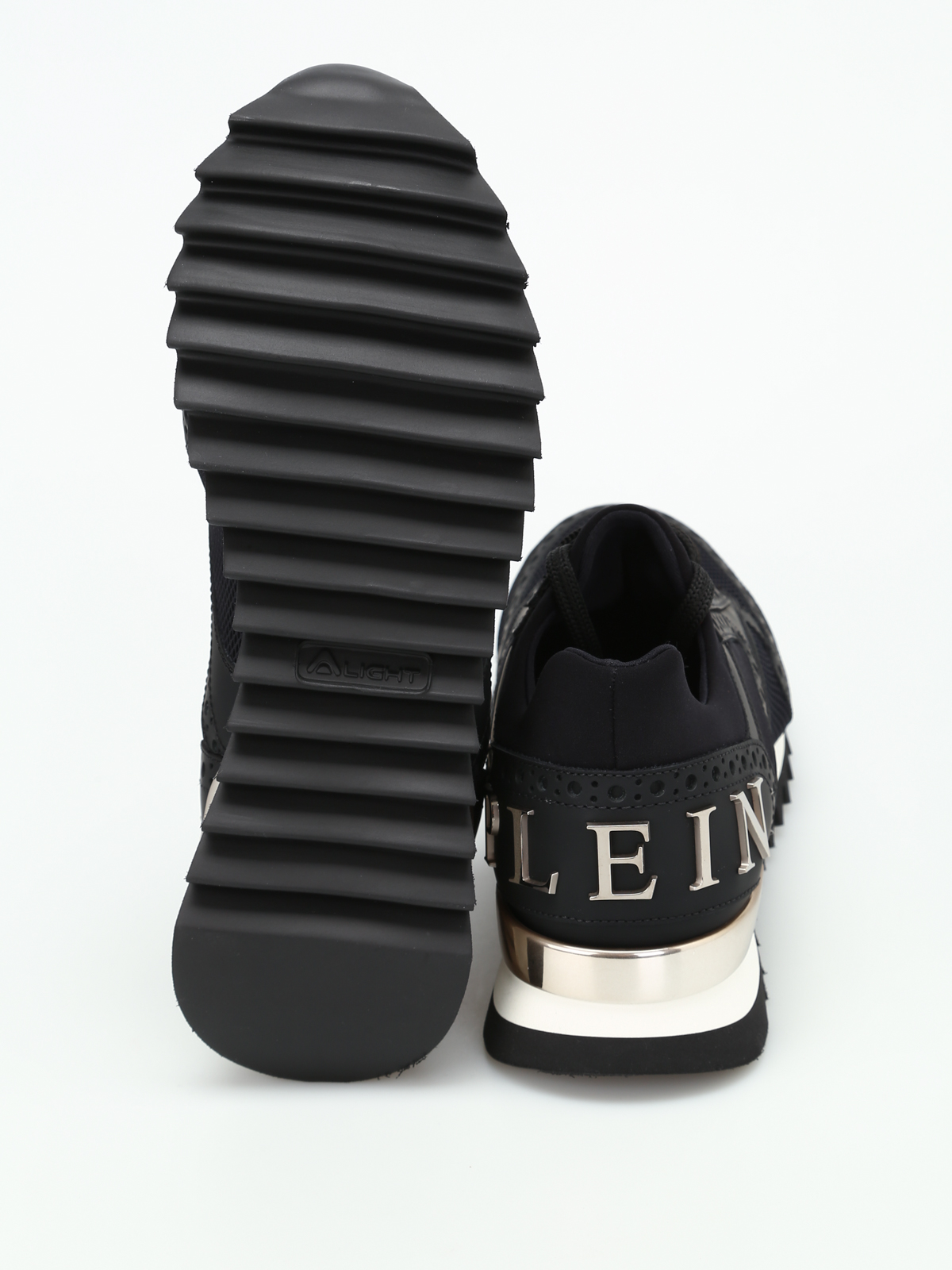 Shop Philipp Plein Desy Leather And  Mesh Sneakers In Black
