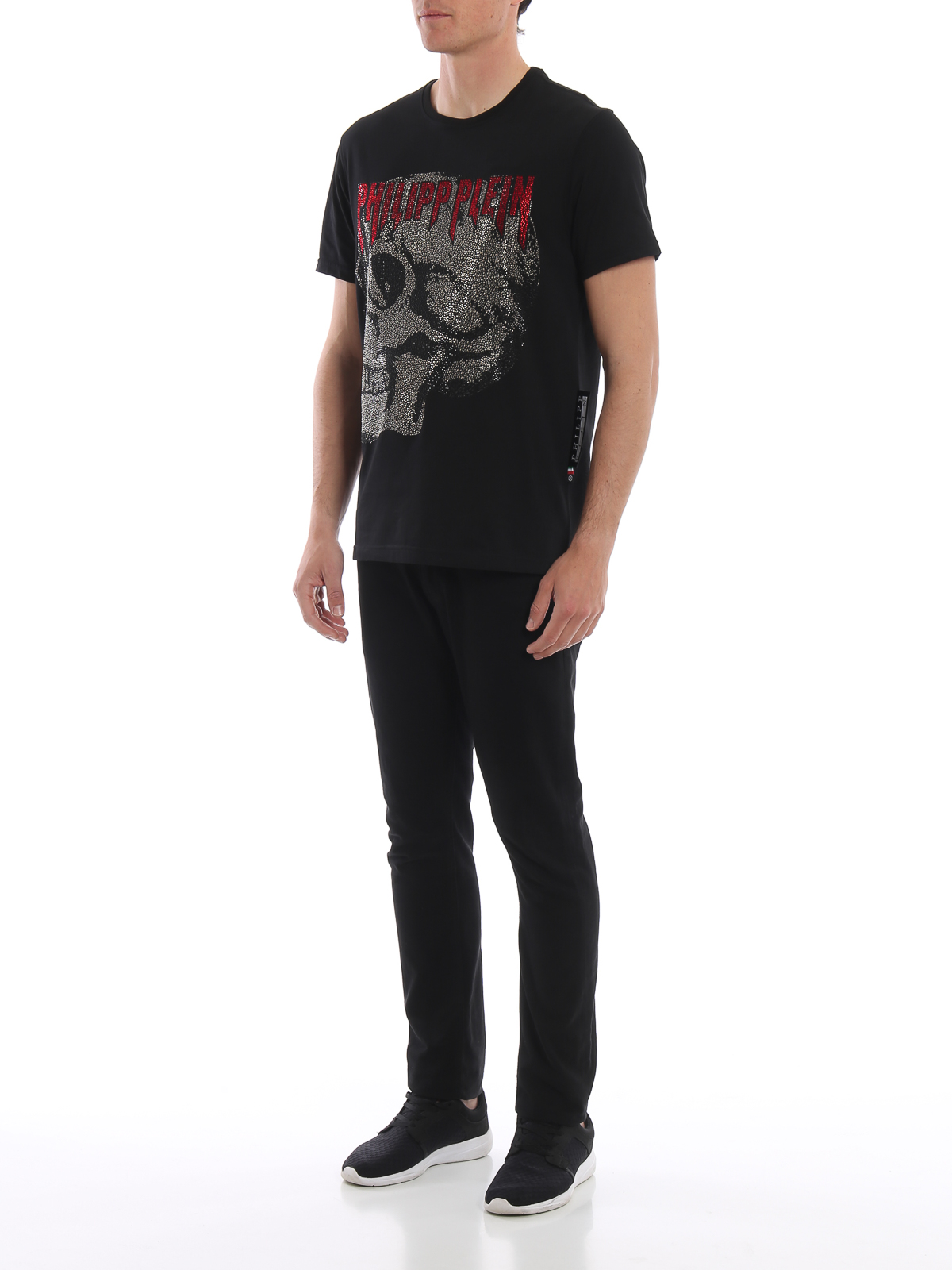 Philipp Plein Platinum Cut Round Neck Stars - 黒|S19CMTK3066PJY002N02