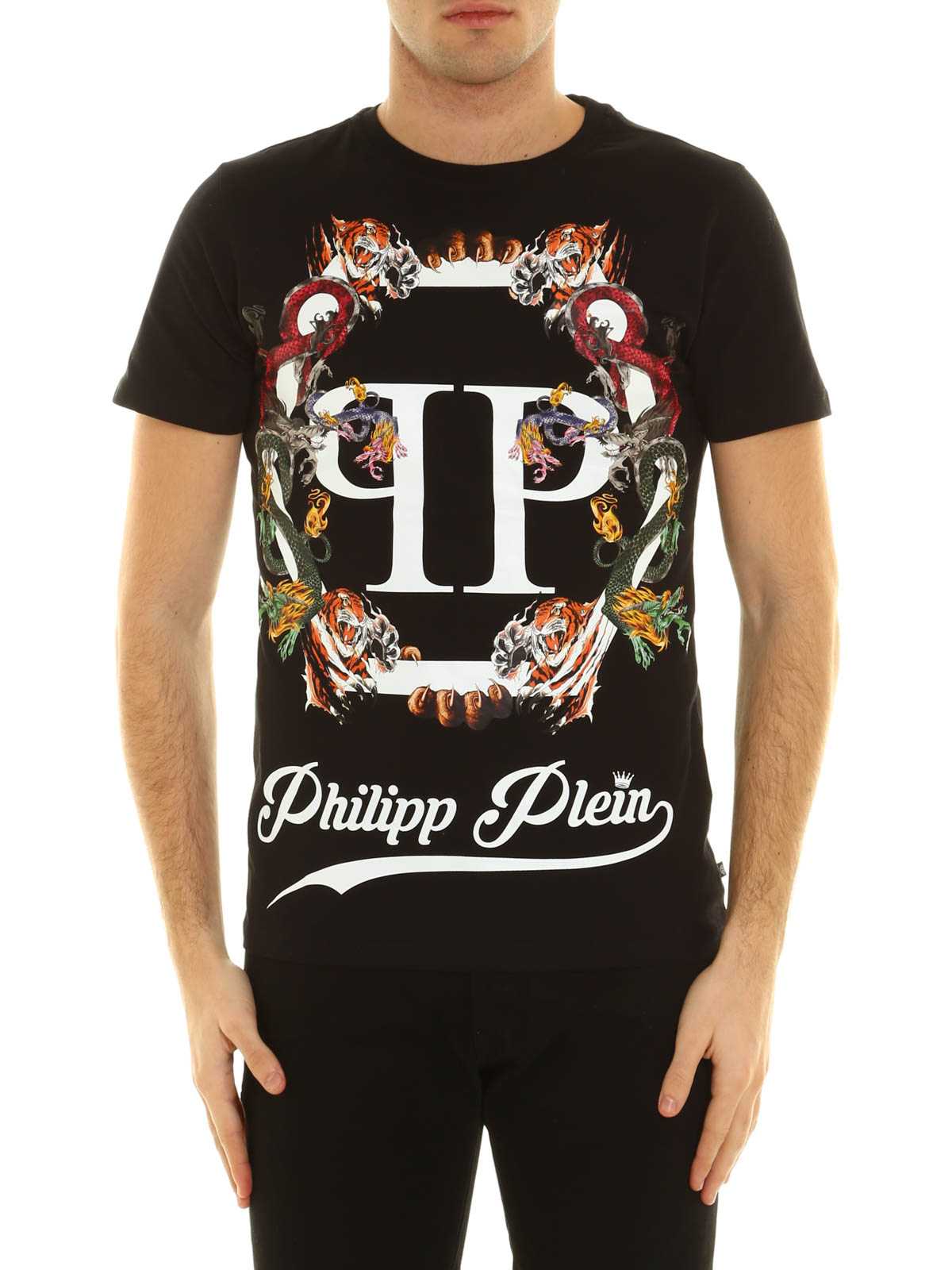 [送料無料/関税込]PHILIPP PLEIN Tシャツ 半袖 ジャージー Logo print T-shirt in cotton brand PHILIPP PLEIN