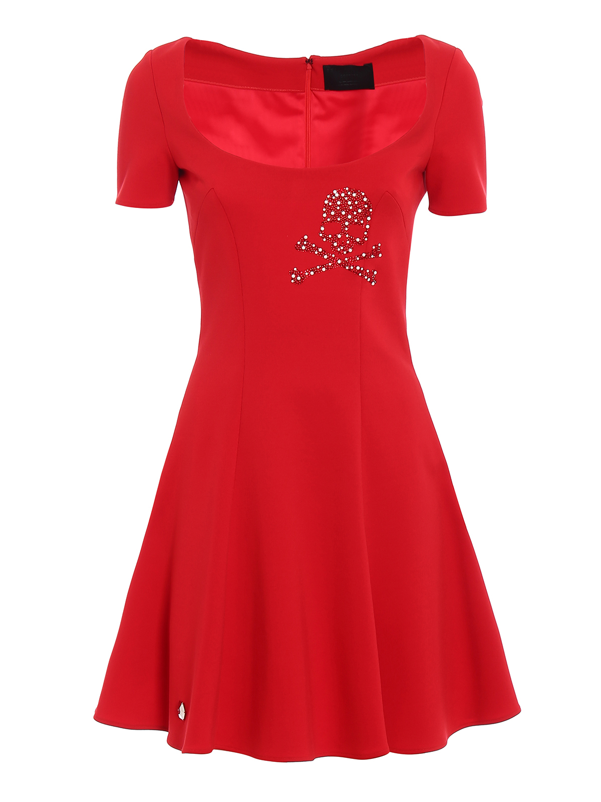 Philipp Plein Strass detailed jersey flared dress|A17CWRG0418PTE032N13