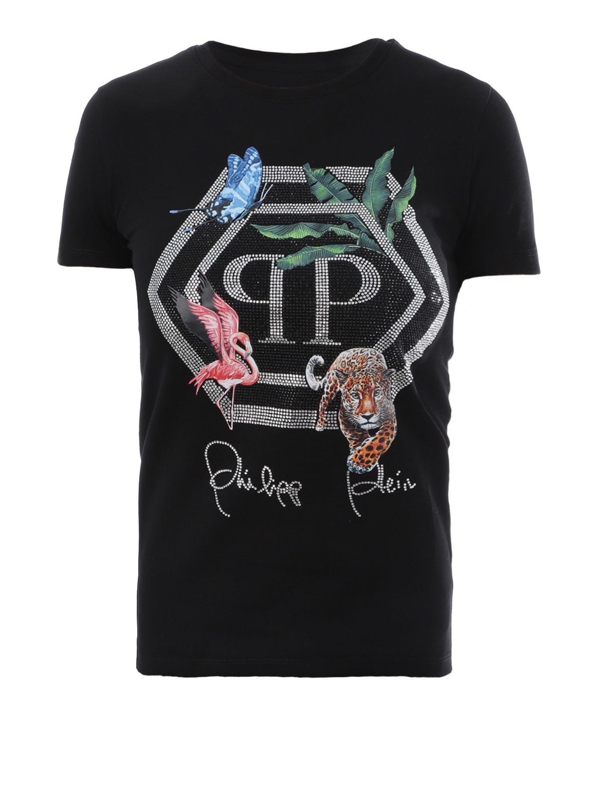 Philipp Plein Jungle crystal embellished black T-shirt