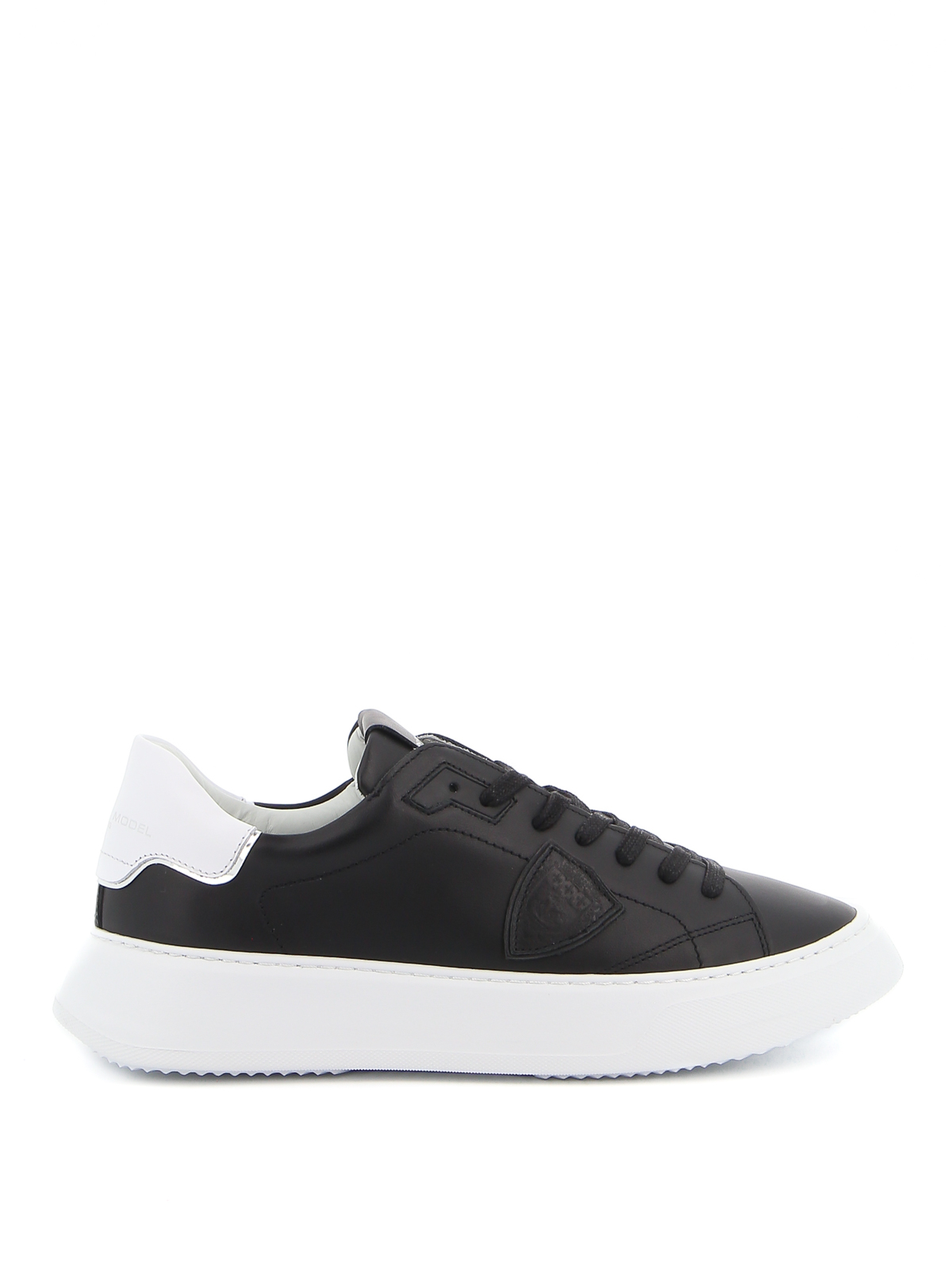 Philippe Model Temple Smooth Leather Sneakers In Black