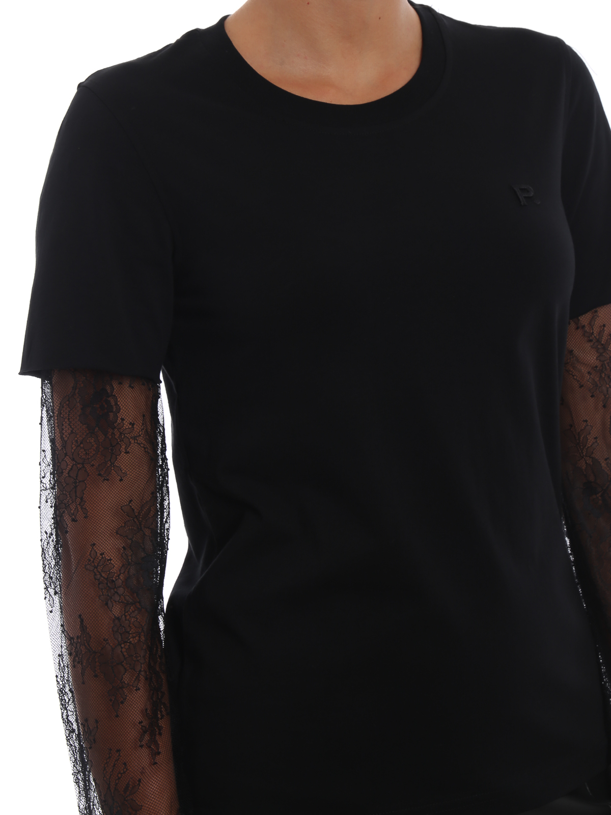 Philosophy di Lorenzo Serafini Lace long sleeve black T