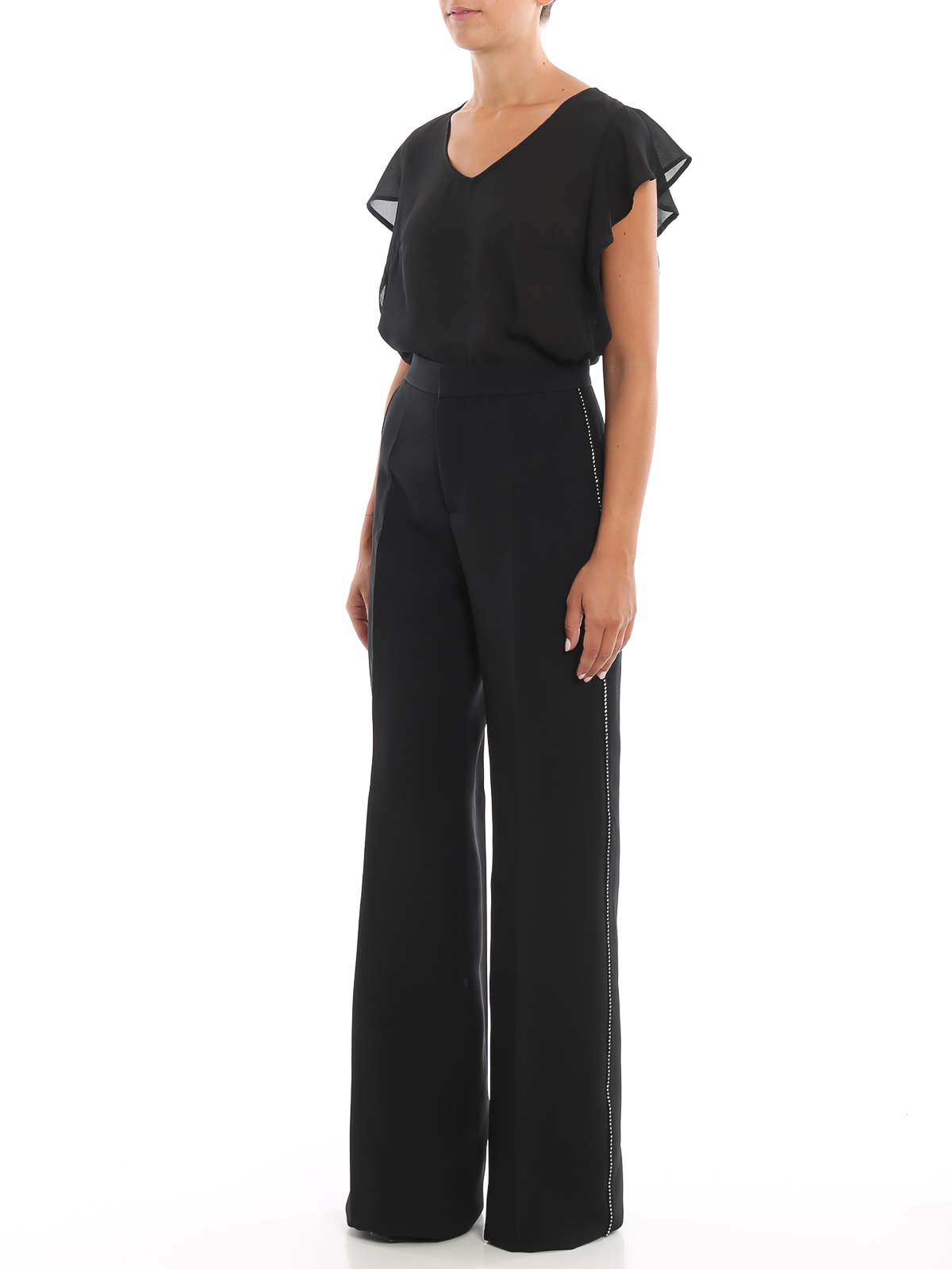 パンツ PHILOSOPHY DI LORENZO SERAFINI Woman Pants Black 03017255 PHILOSOPHY DI LORENZO SERAFINI Grain de poudre wide-leg