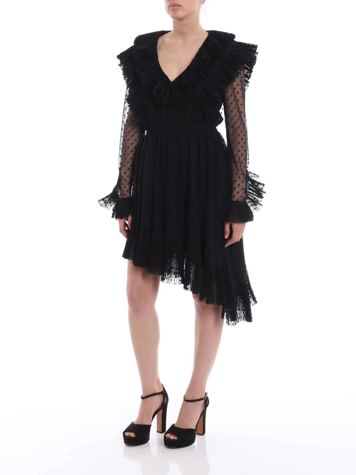 tulle asymmetric dress Asymmetrical halter gown draped in bronze silk tulle
