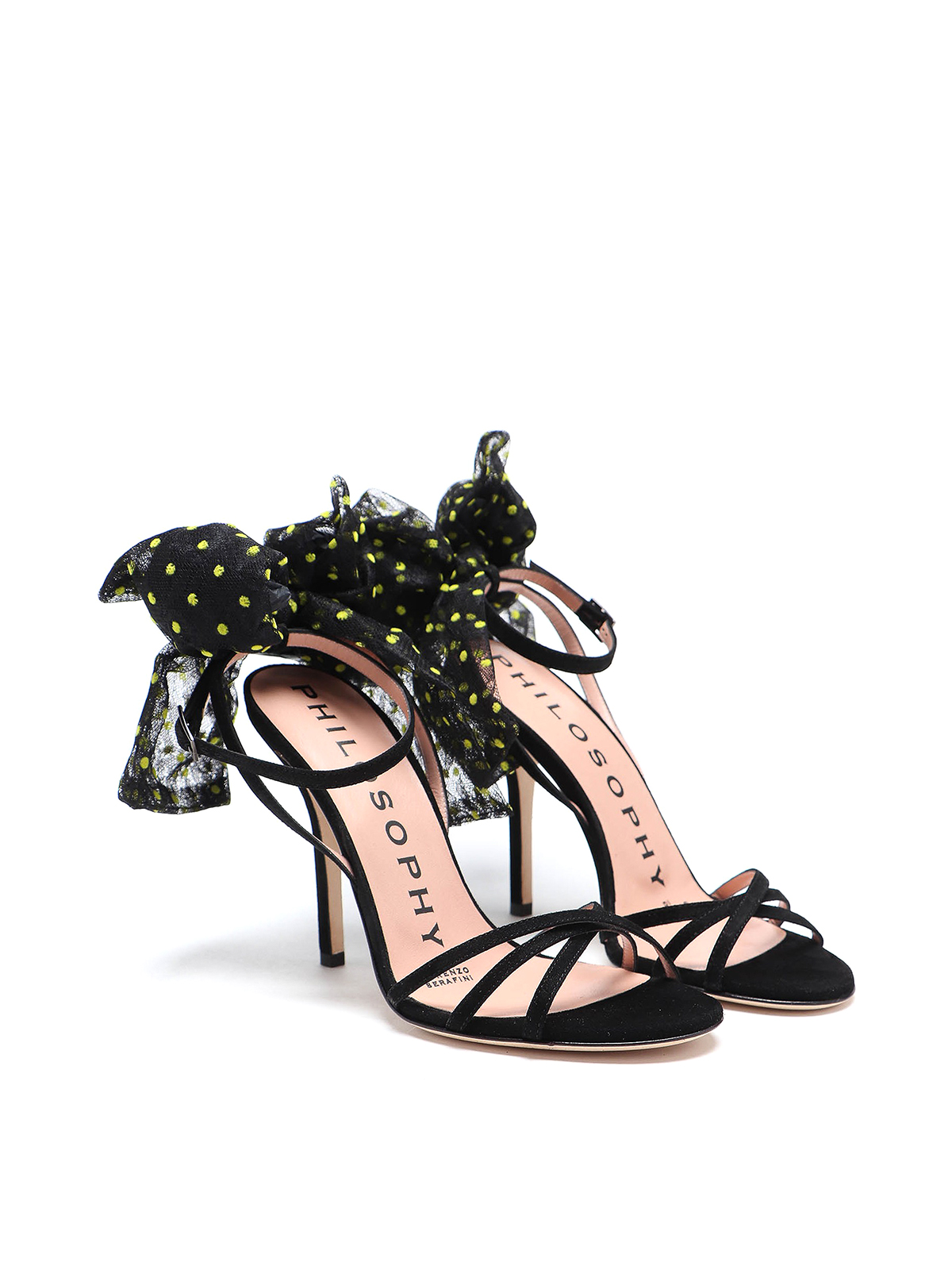 Sandals Philosophy di Lorenzo Serafini - Polka dot tulle bow suede