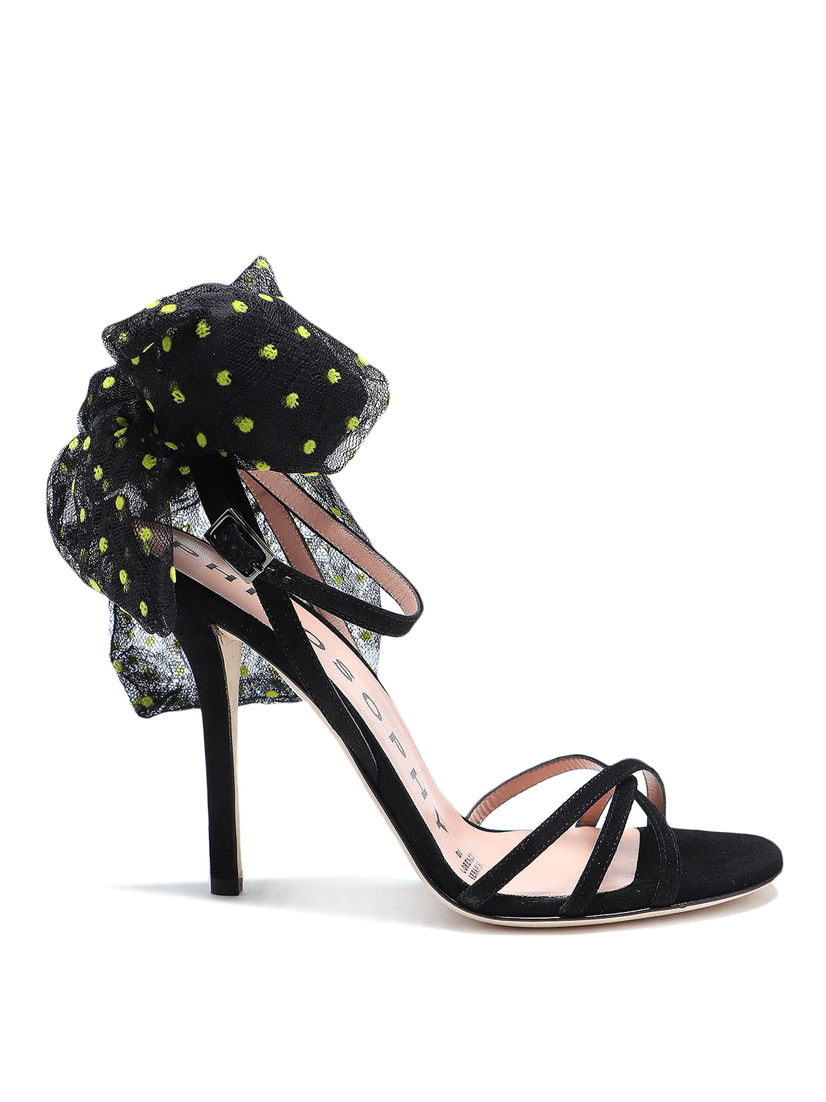 Sandals Philosophy di Lorenzo Serafini - Polka dot tulle bow suede