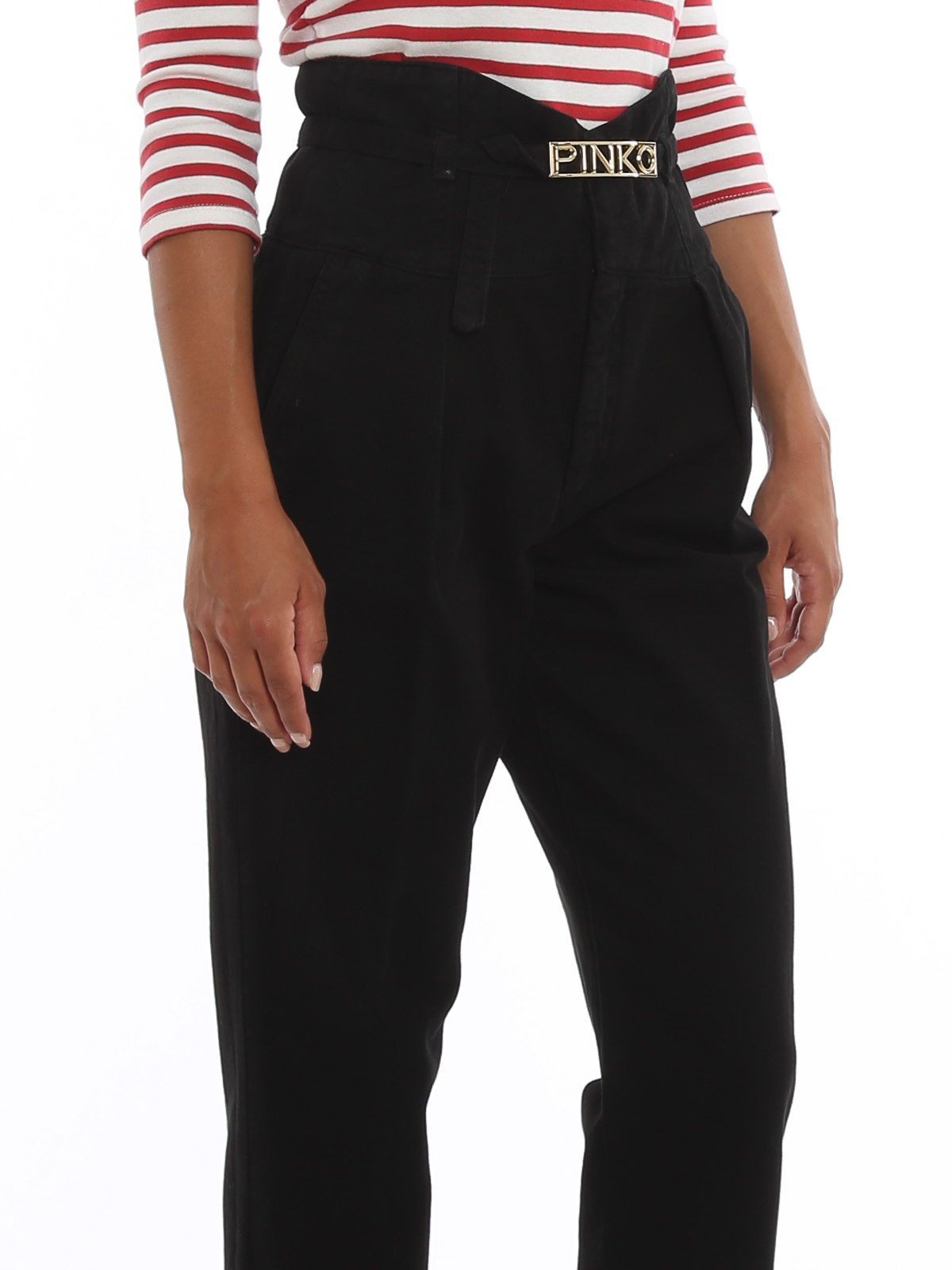 パンツ PINKO Women Straight Pants 100155A1L4Z99 BLACK PINKO ZANNONEZ99 Elegant Black Polyester Trousers for Women