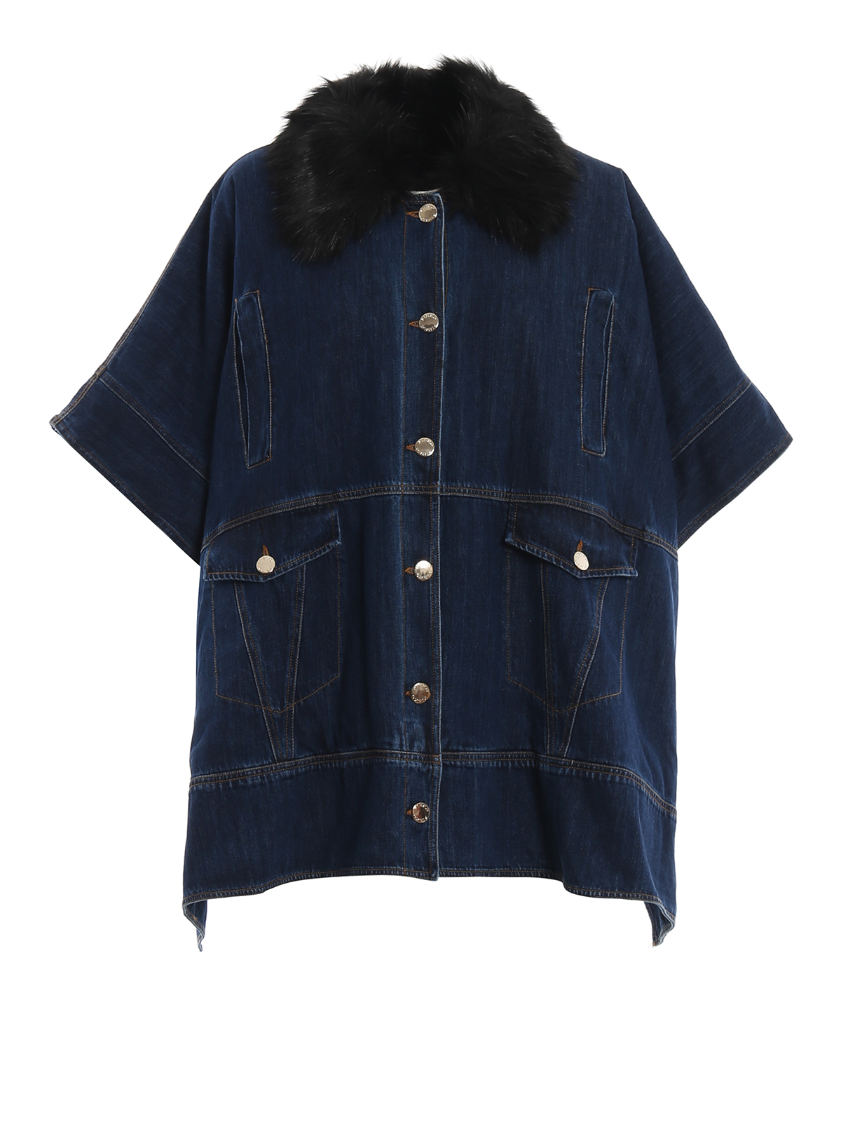Pinko Jelly fur effect lined rigid denim cape | 1J10B3Y5PUGA3
