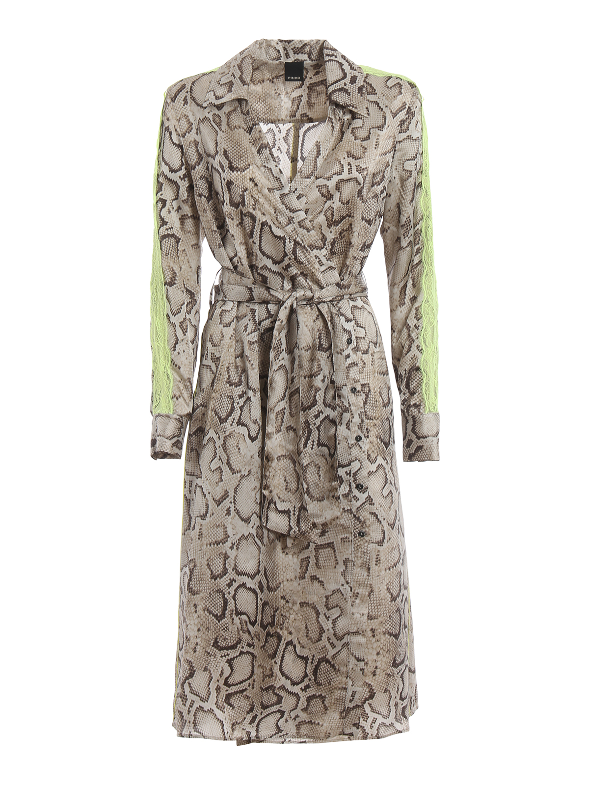 Pinko Amalia snake print beige viscose shirt dress
