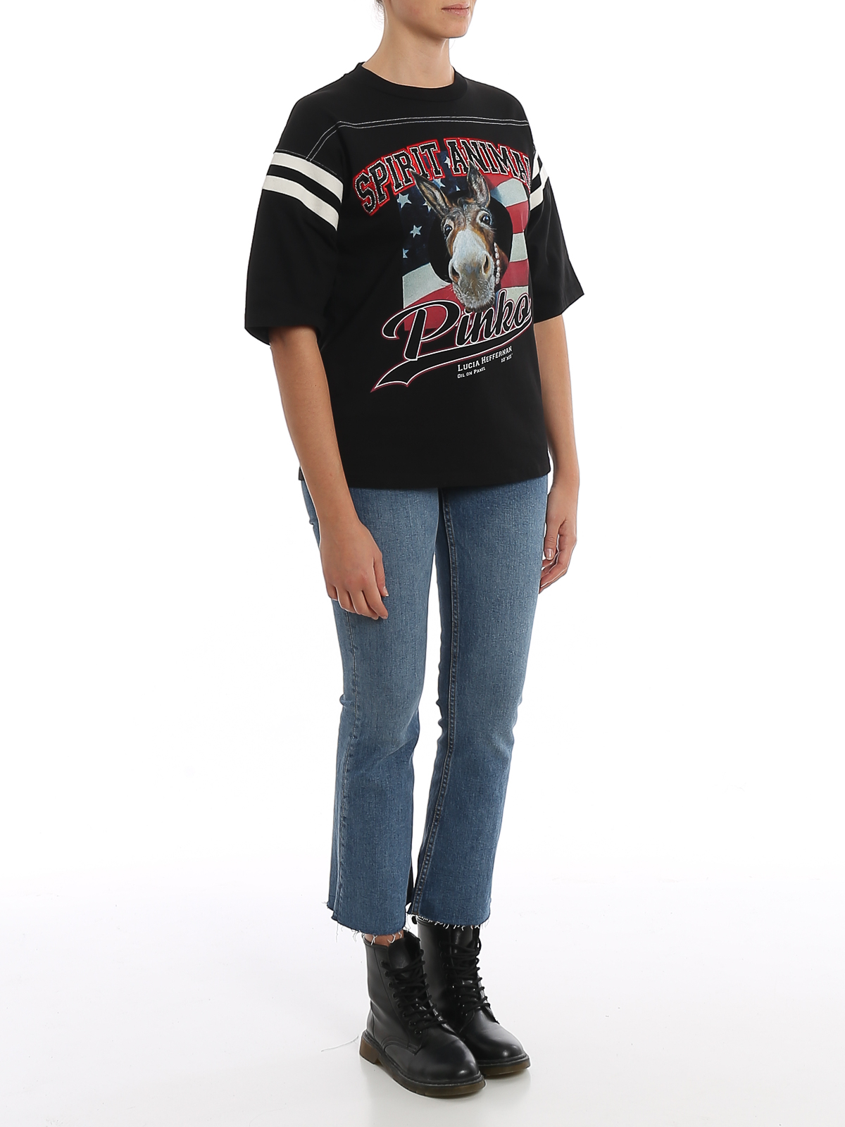 Tシャツ・カットソー PINKO Woman T-Shirt Black 104268A2C0 Z99 Short-sleeved T-shirt with embroidered logo PINKO → Shop Online