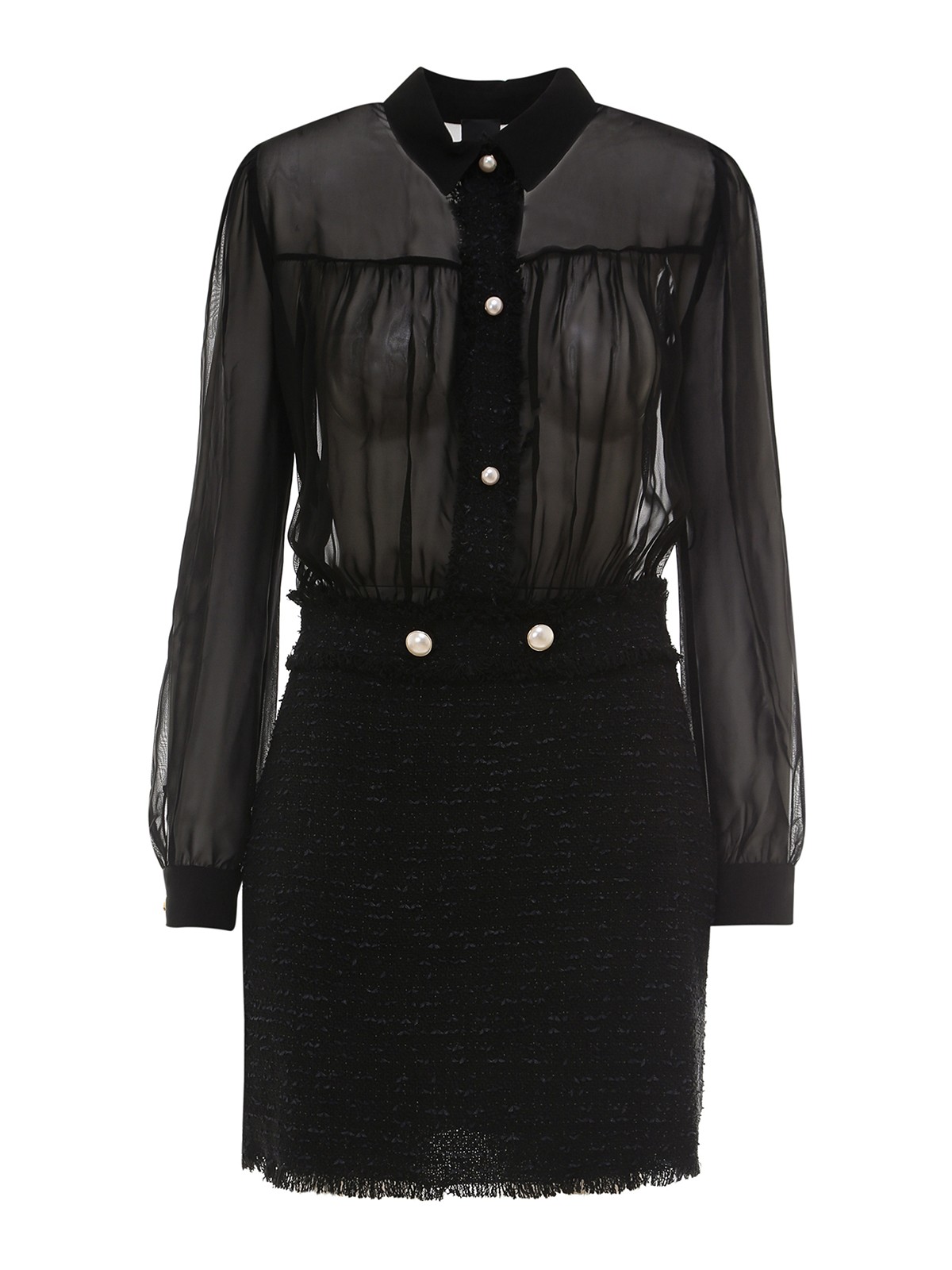 Robe Chic PINKO En Bi-matière - Taille 36/38 - Noir - Courte Et élégante - Occasion Très Bon état