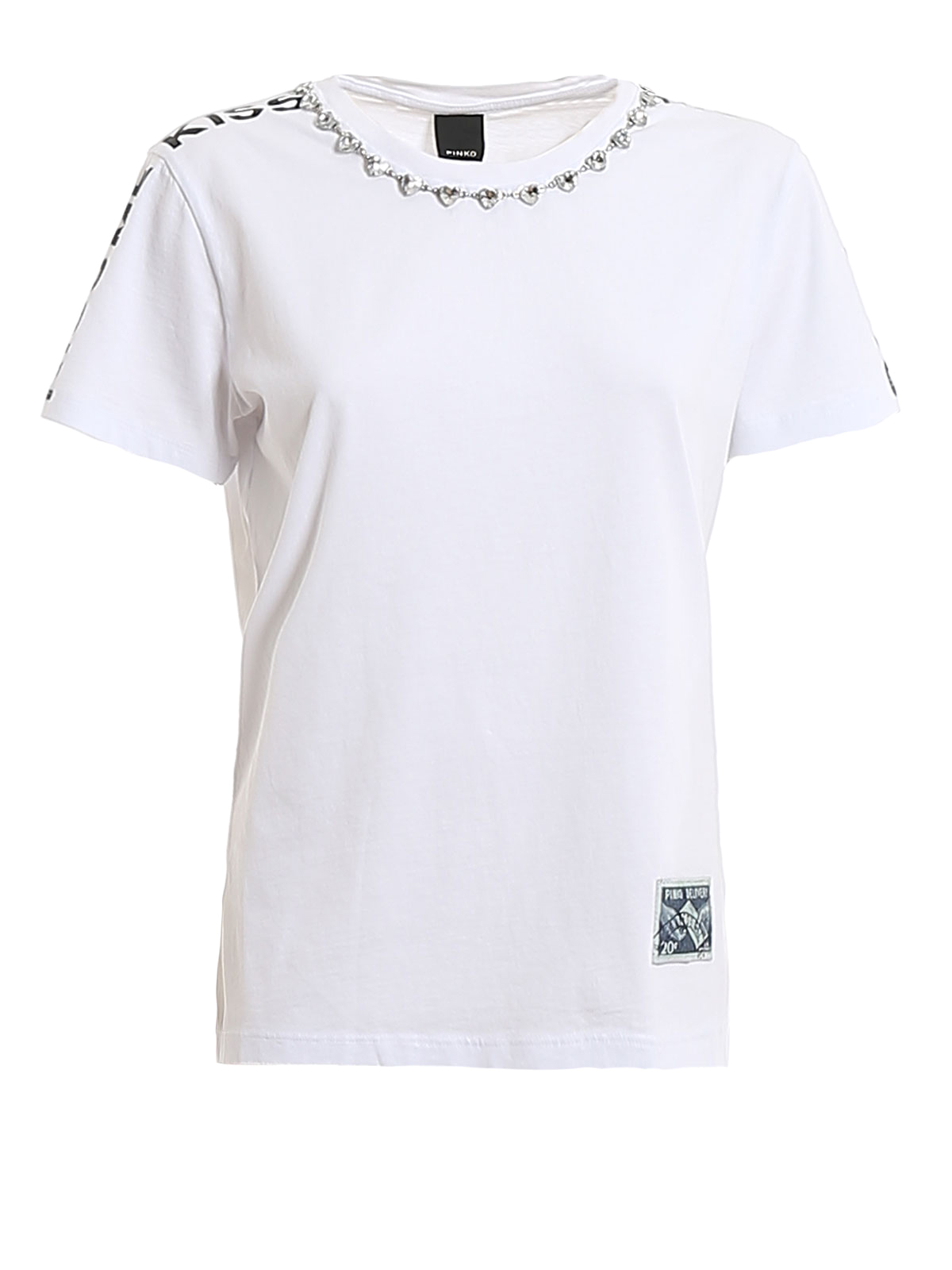 Tシャツ・カットソー PINKO 'Manny' T-shirt White Pinko Manju necklace detailed T-shirt - White | 1G14WQY5BDZ04