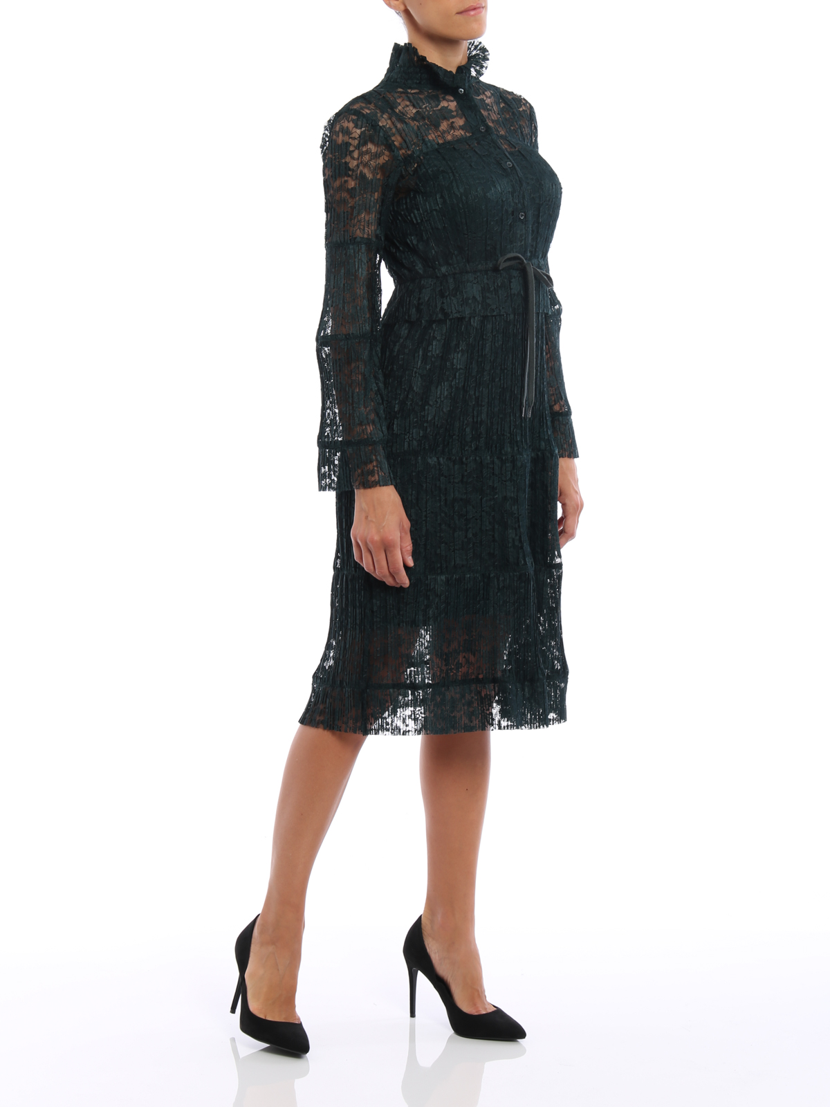 See by Chlo Pleated lace dress with drawstring|S7ARO21S7A034SKG