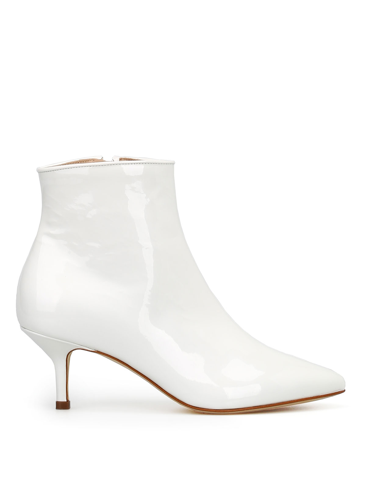 Shop Polly Plume Janis White Patent Ankle Boots In Blanco