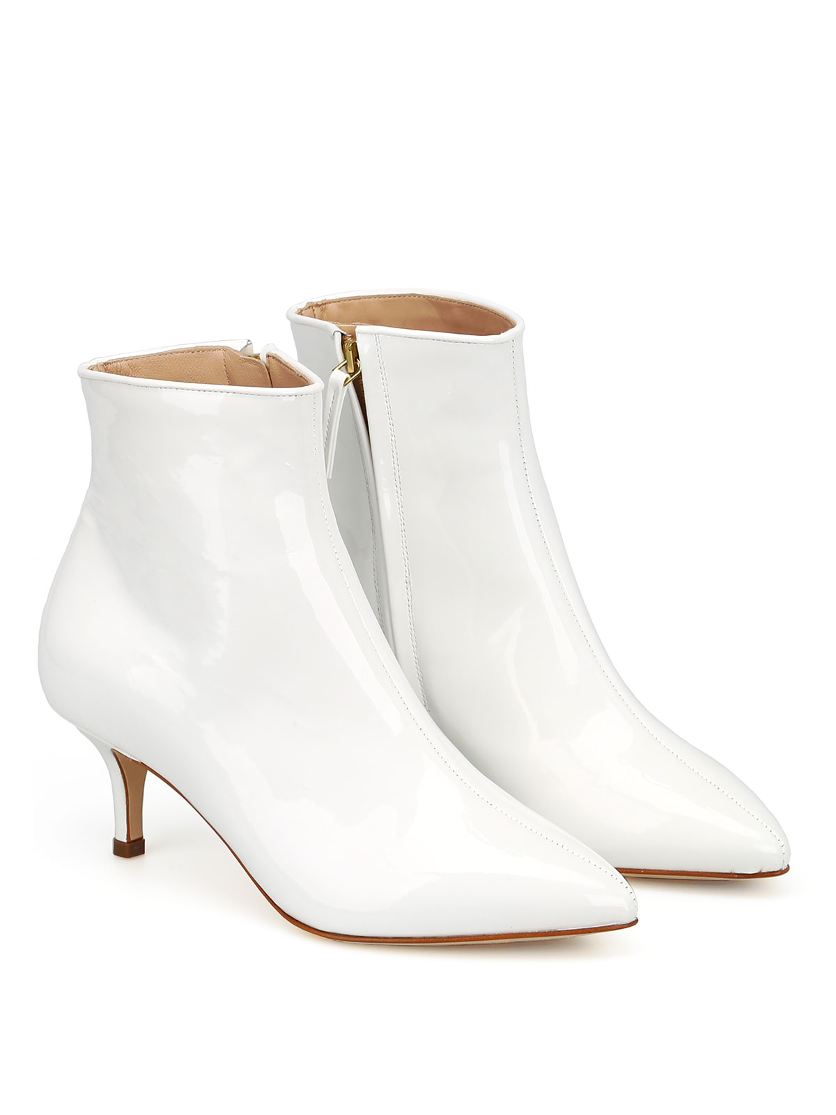 Shop Polly Plume Janis White Patent Ankle Boots In Blanco