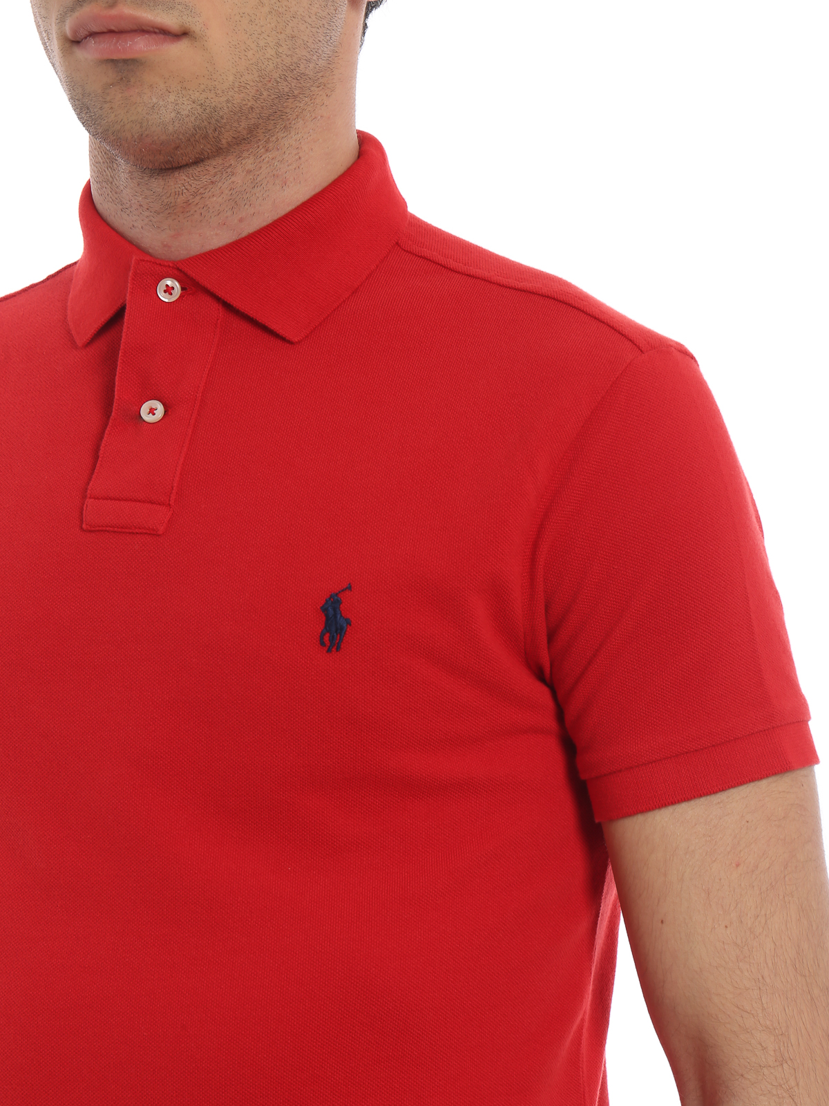 Shop Polo Ralph Lauren Classic Red Pique Cotton Polo Shirt