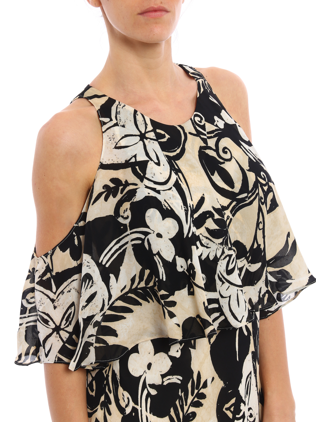 Polo Ralph Lauren Cut out shoulders floral silk dress|V36XZ86WXY86WXW7YQ