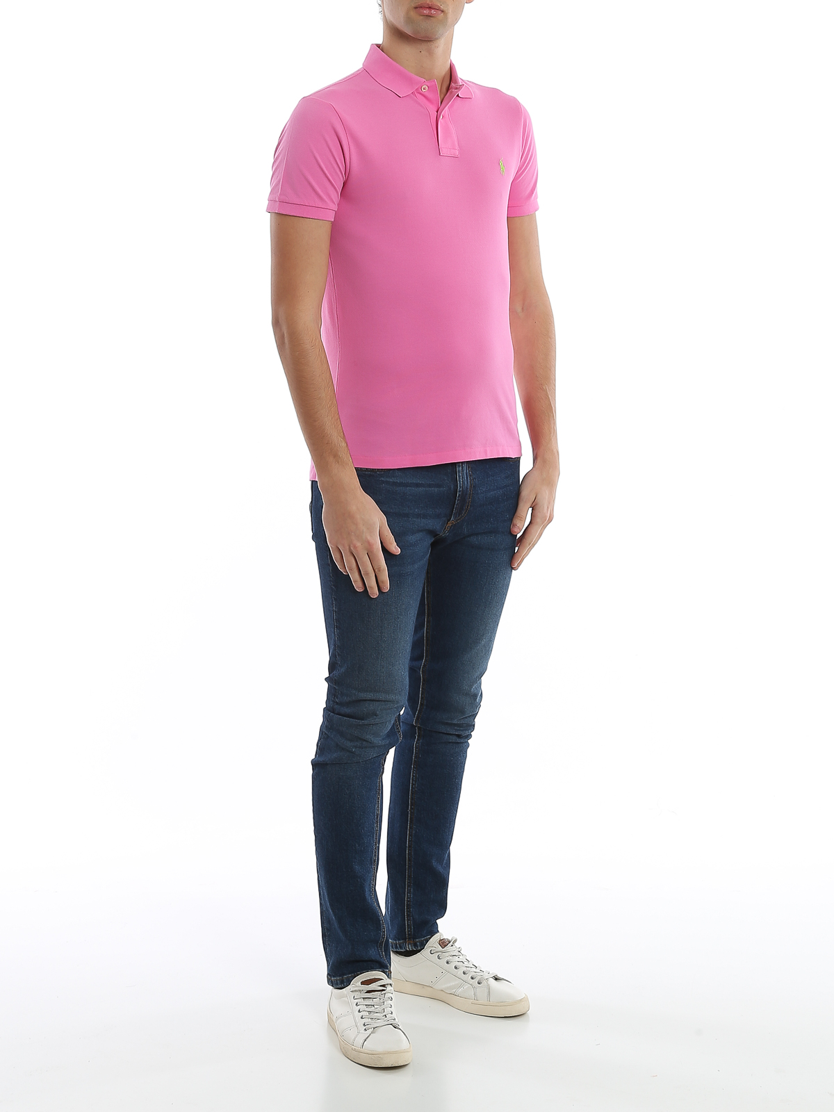 Shop Polo Ralph Lauren Logo Embroidery Pink Pique Polo Shirt