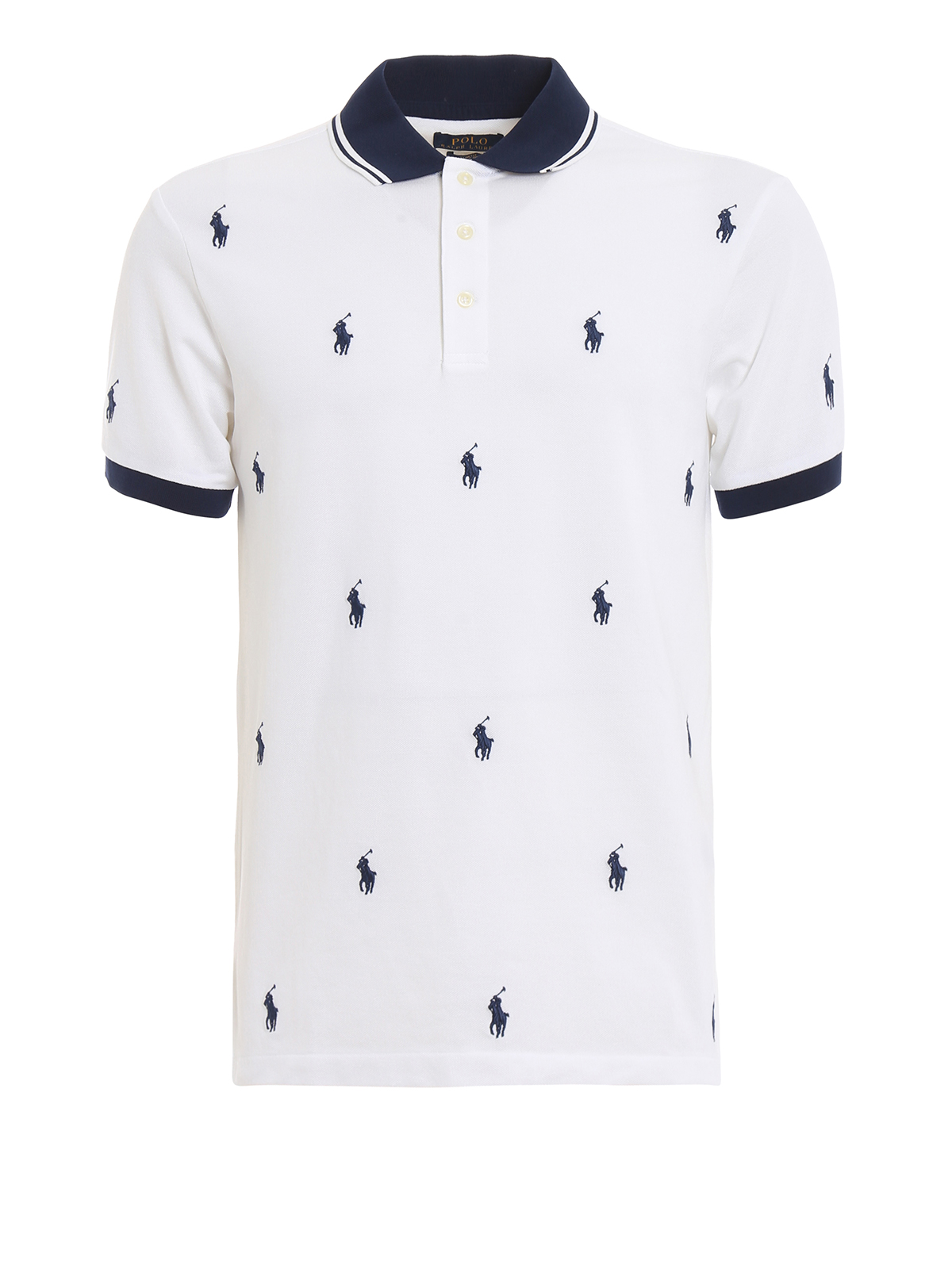 Tシャツ・カットソー POLO RALPH LAUREN Logo polo shirt White Polo Ralph Lauren All over logo white cotton pique polo