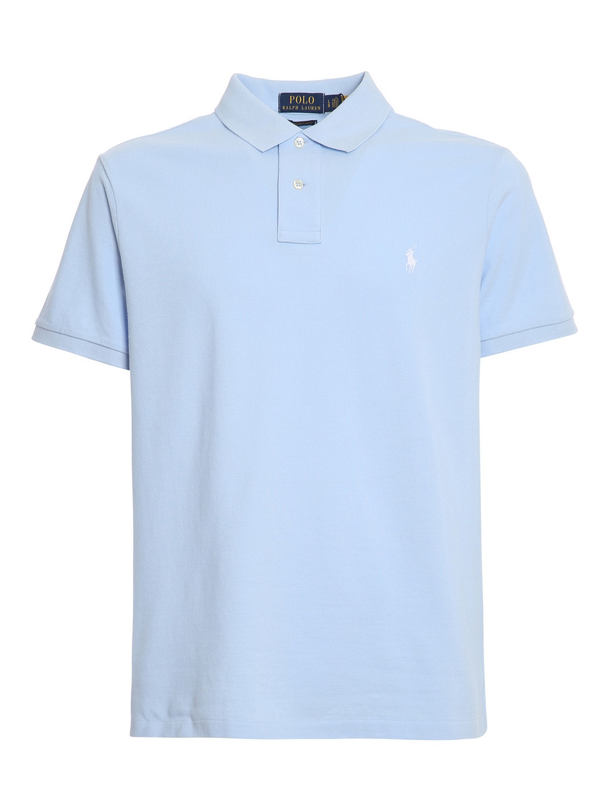 Polo Ralph Lauren Embroidered Cotton Polo Shirt In Light Blue