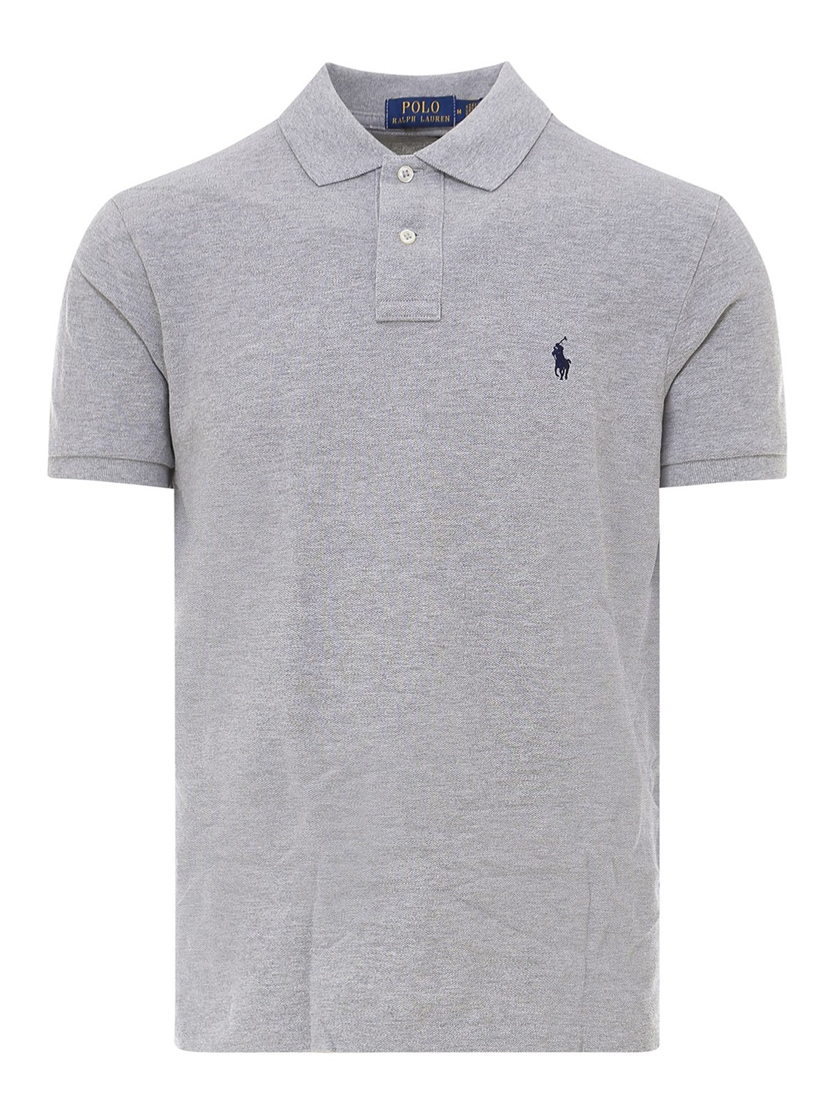 Polo Ralph Lauren Embroidered Cotton Polo Shirt In Grey