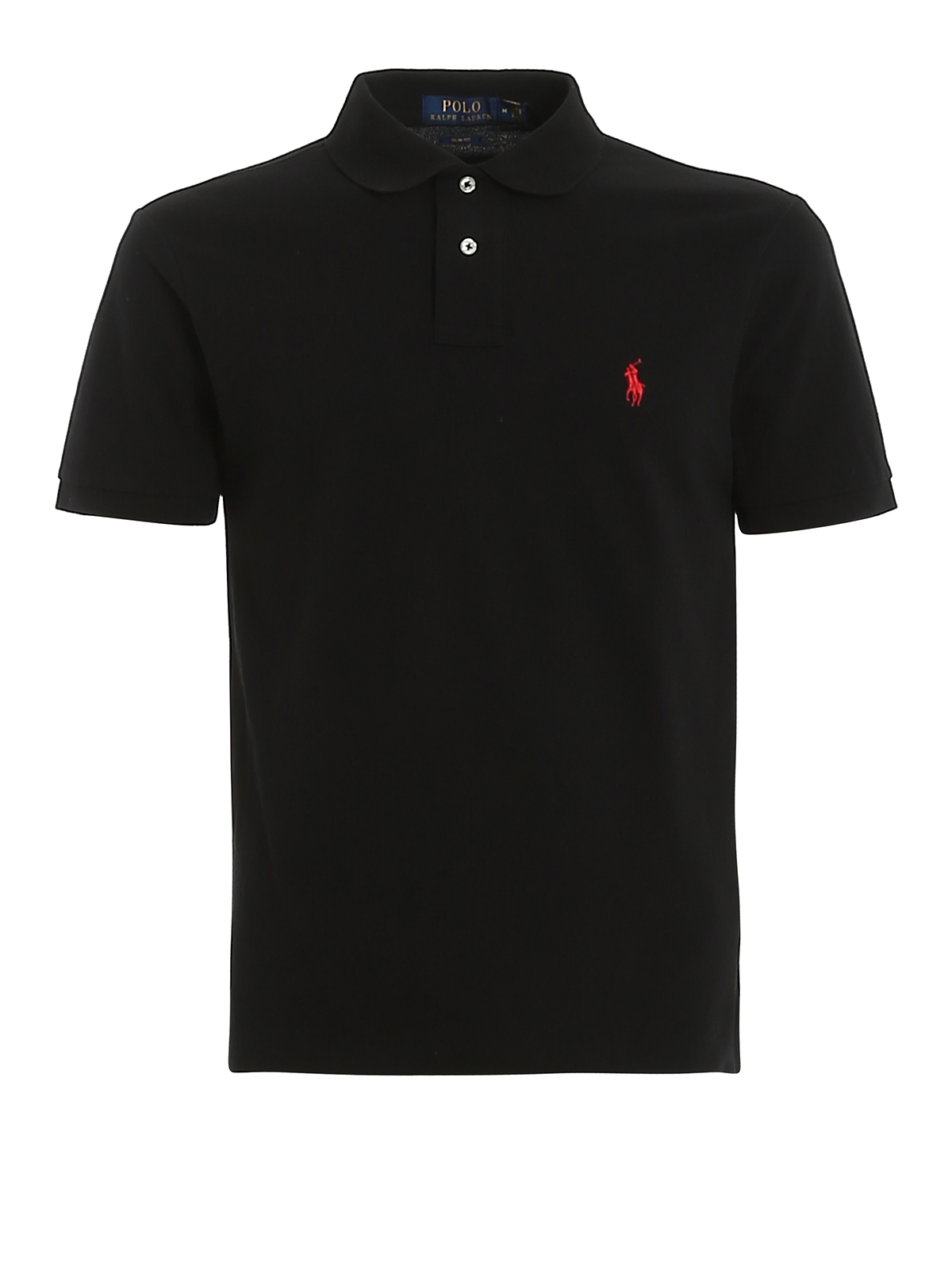 Polo Ralph Lauren Logo Embroidery Pique Polo Shirt In Black