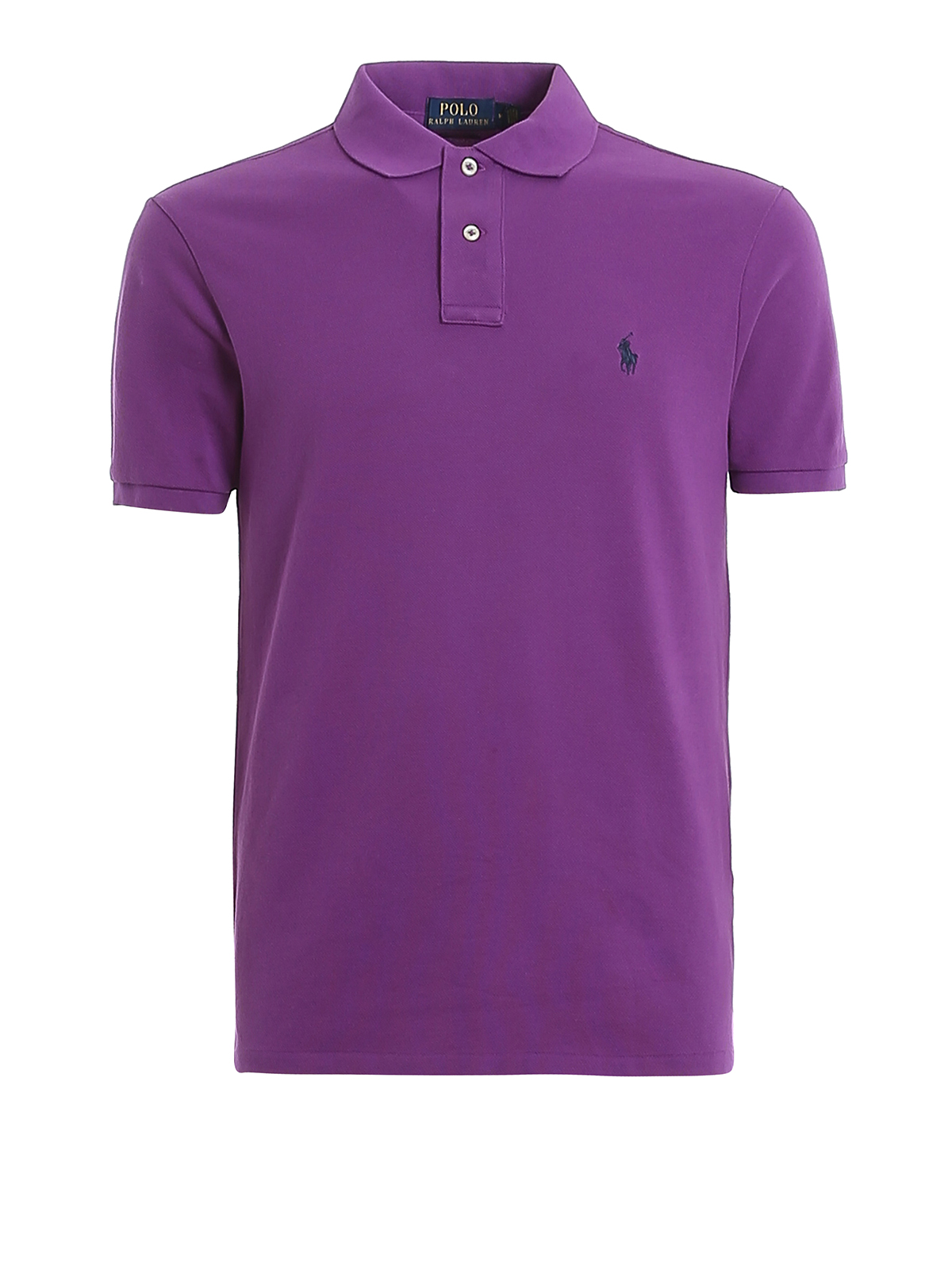 Polo Ralph Lauren Logo Embroidery Purple Pique Polo Shirt