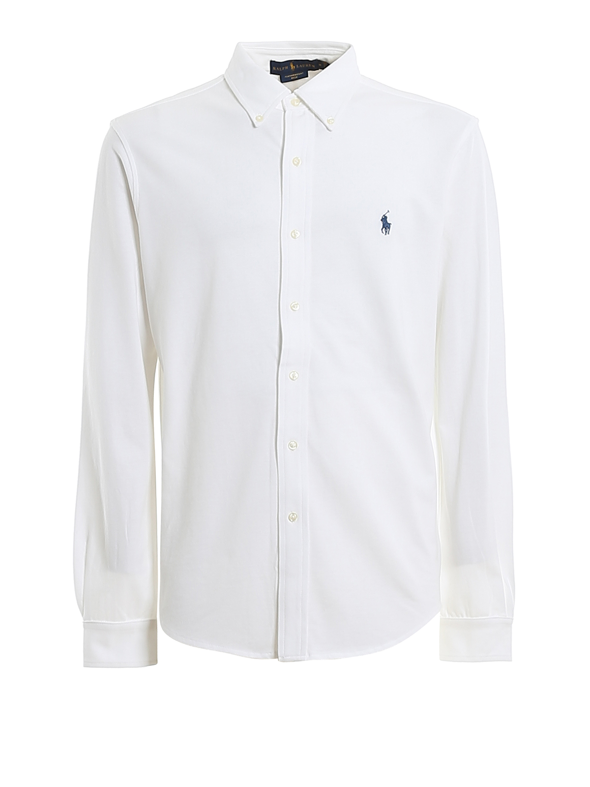 Polo Ralph Lauren Logo Embroidery Slim Cotton Pique Shirt In White