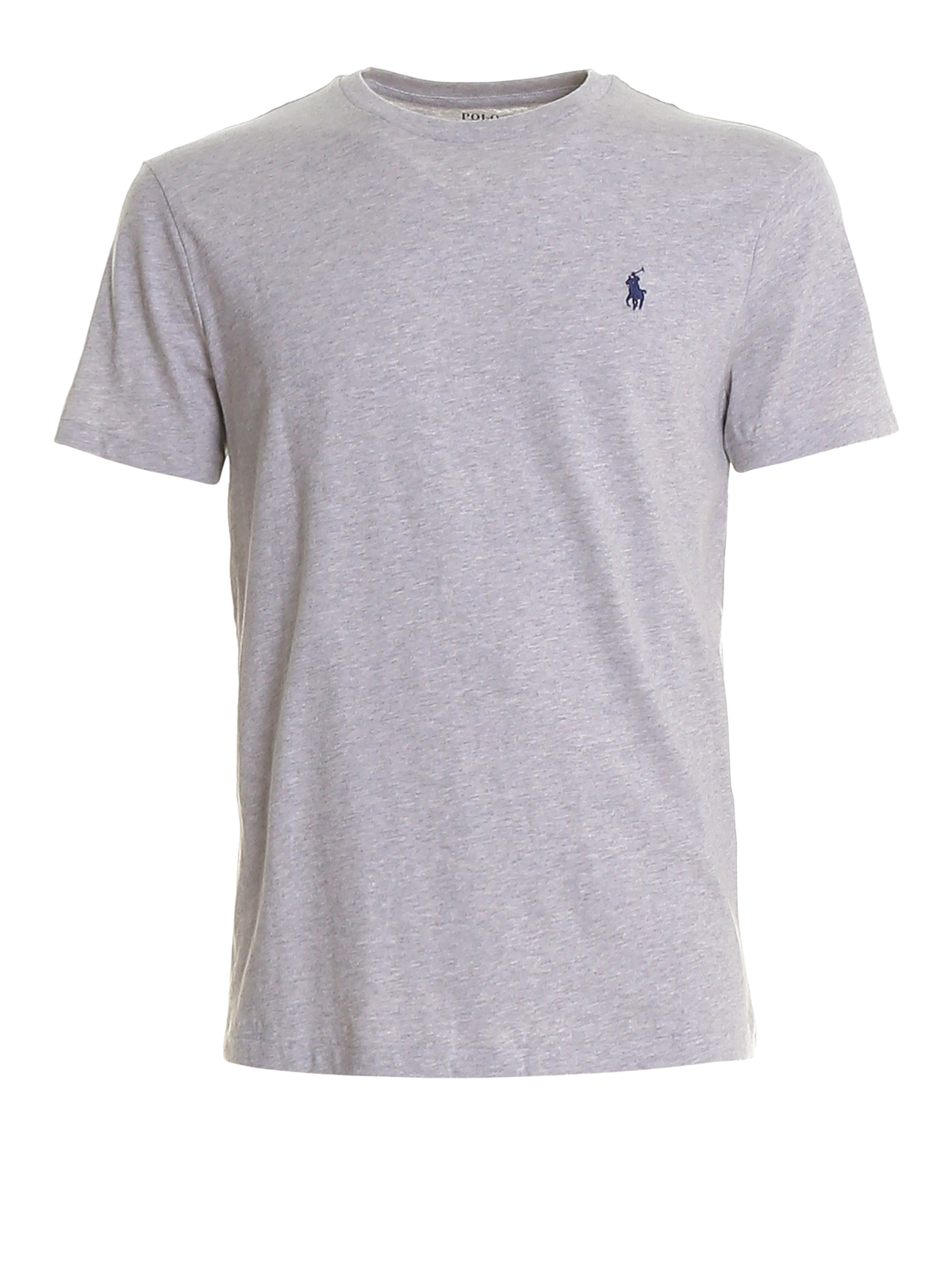 Polo Ralph Lauren Melange Jersey T-shirt With Embroidered Logo In Grey