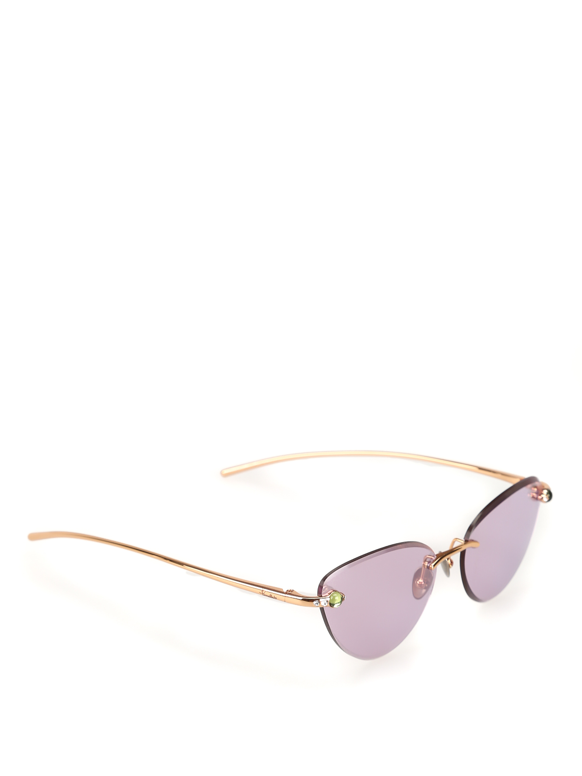 Lunettes De Soleil Pomellato PM0025S – Style Oeil De Chat – Doré/Tortue – Verres Miroir Verts – UV400