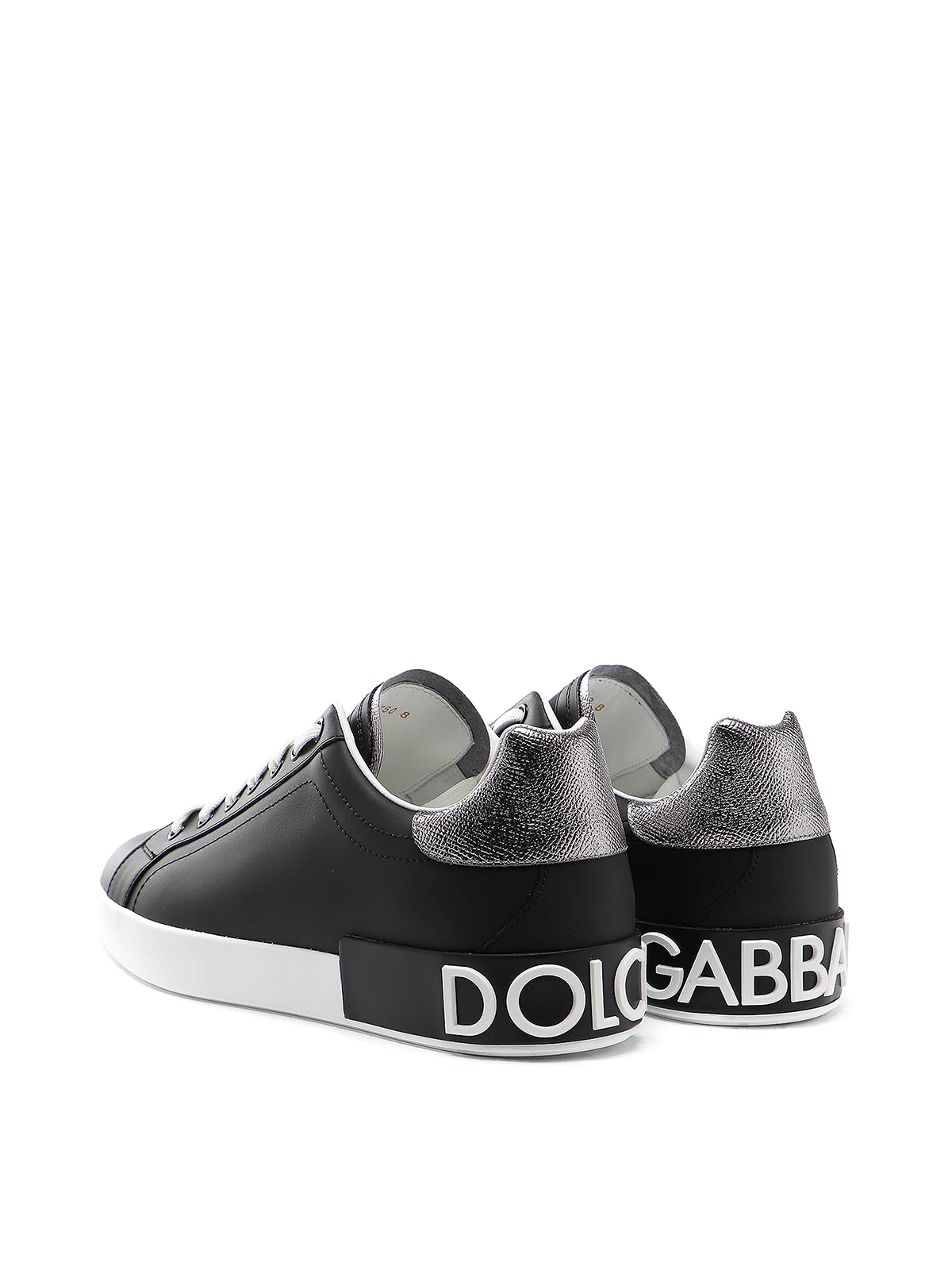 Shop Dolce & Gabbana Portofino Leather Sneakers In Negro