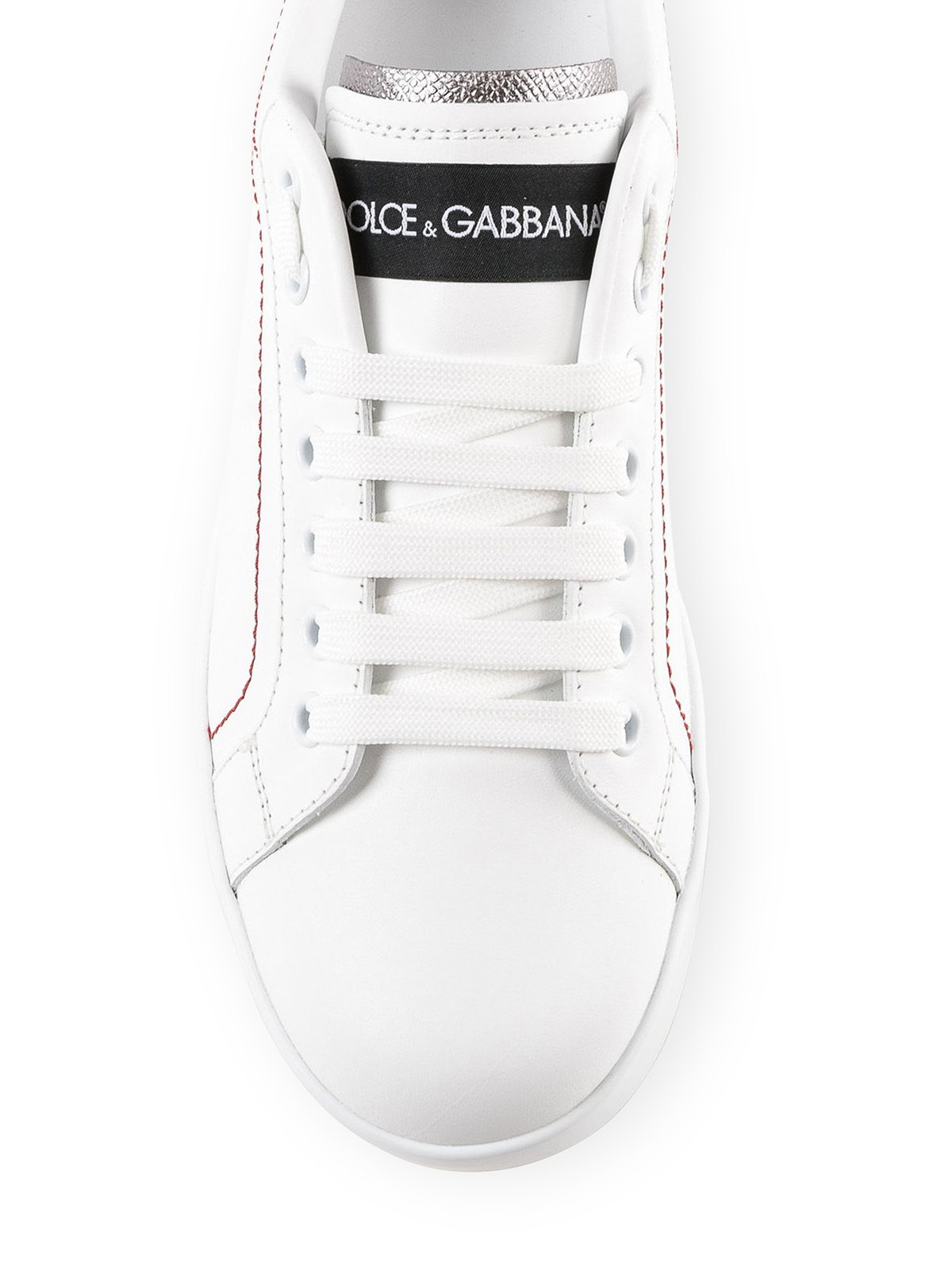 Shop Dolce & Gabbana Portofino White Nappa Sneakers In Blanco