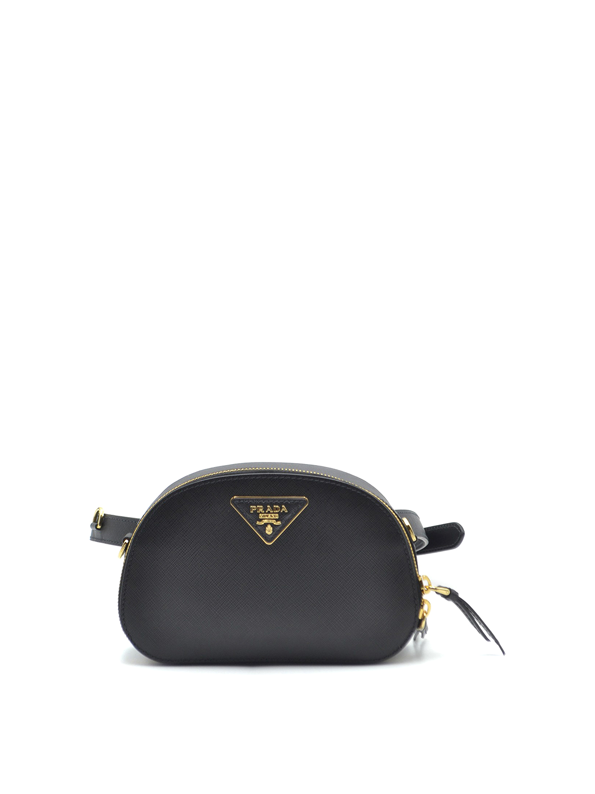 Prada Odette Saffiano Leather Belt Bag in Black