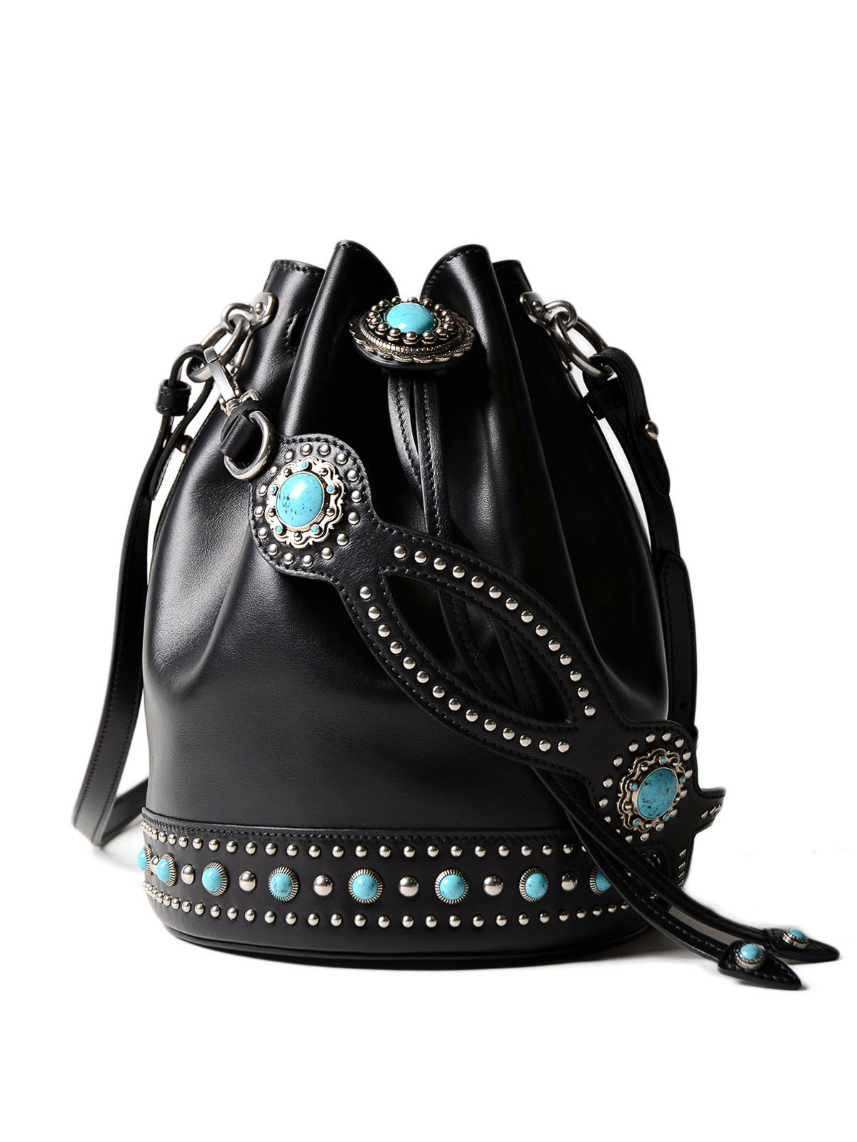 Prada Small Leather Bucket Bag - Black