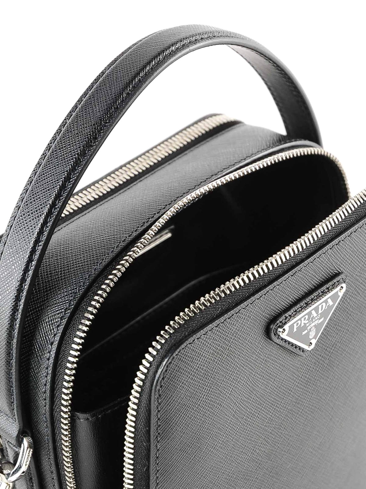 Prada Brique Saffiano Leather Cross Body Bag in Black for Men