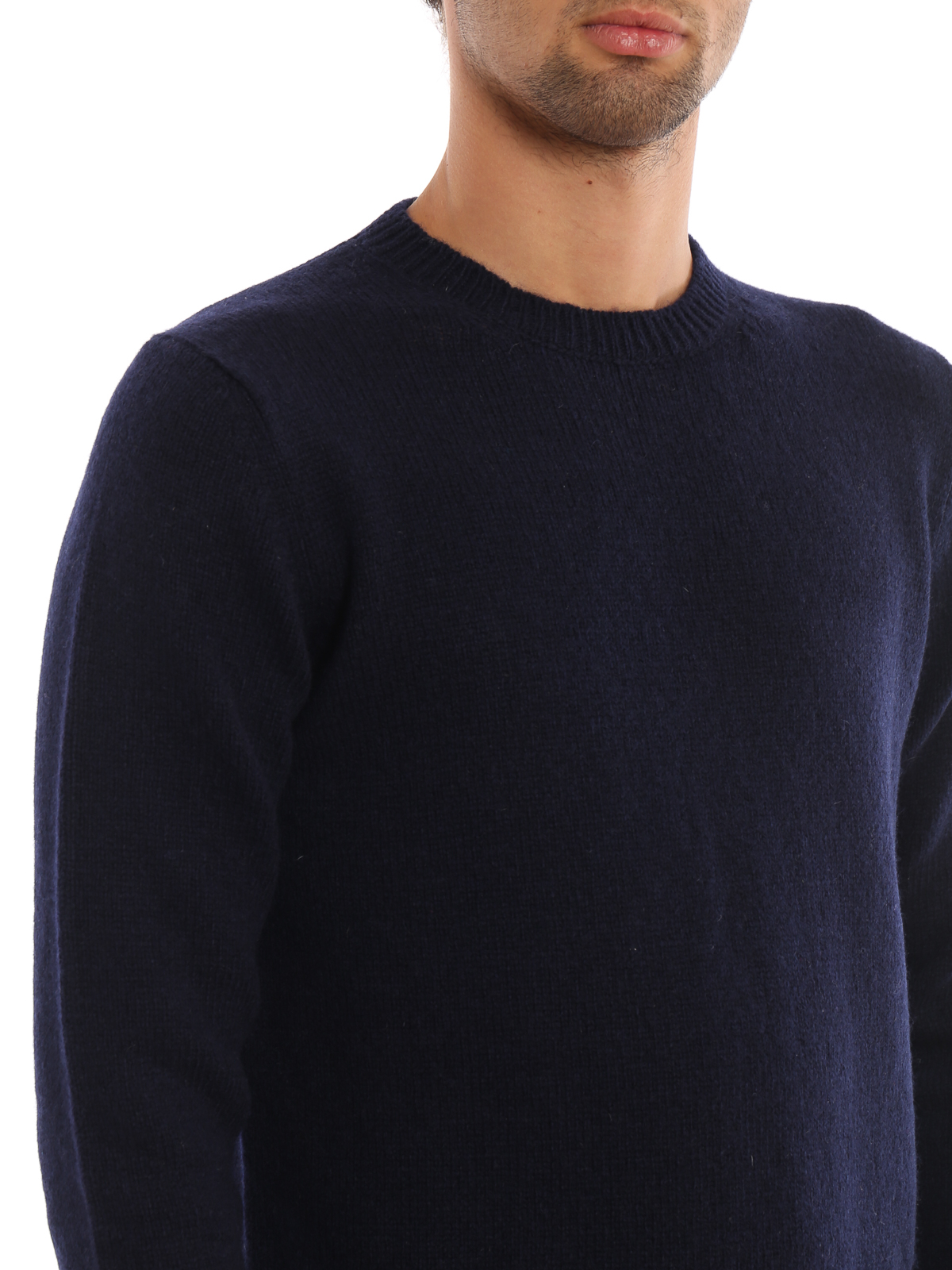 Prada Dark blue virgin wool crew neck sweater|UMA11034VF000807