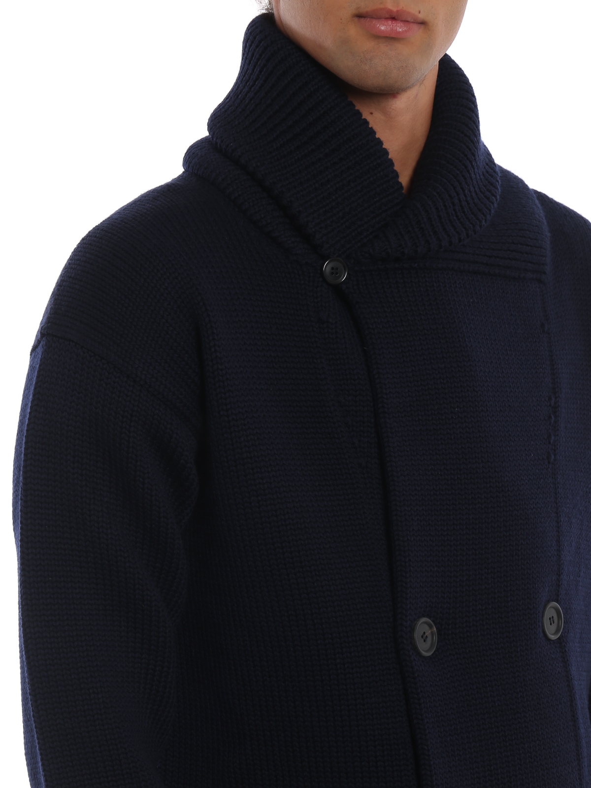 Prada Sailor style double-breasted wool knit jacket